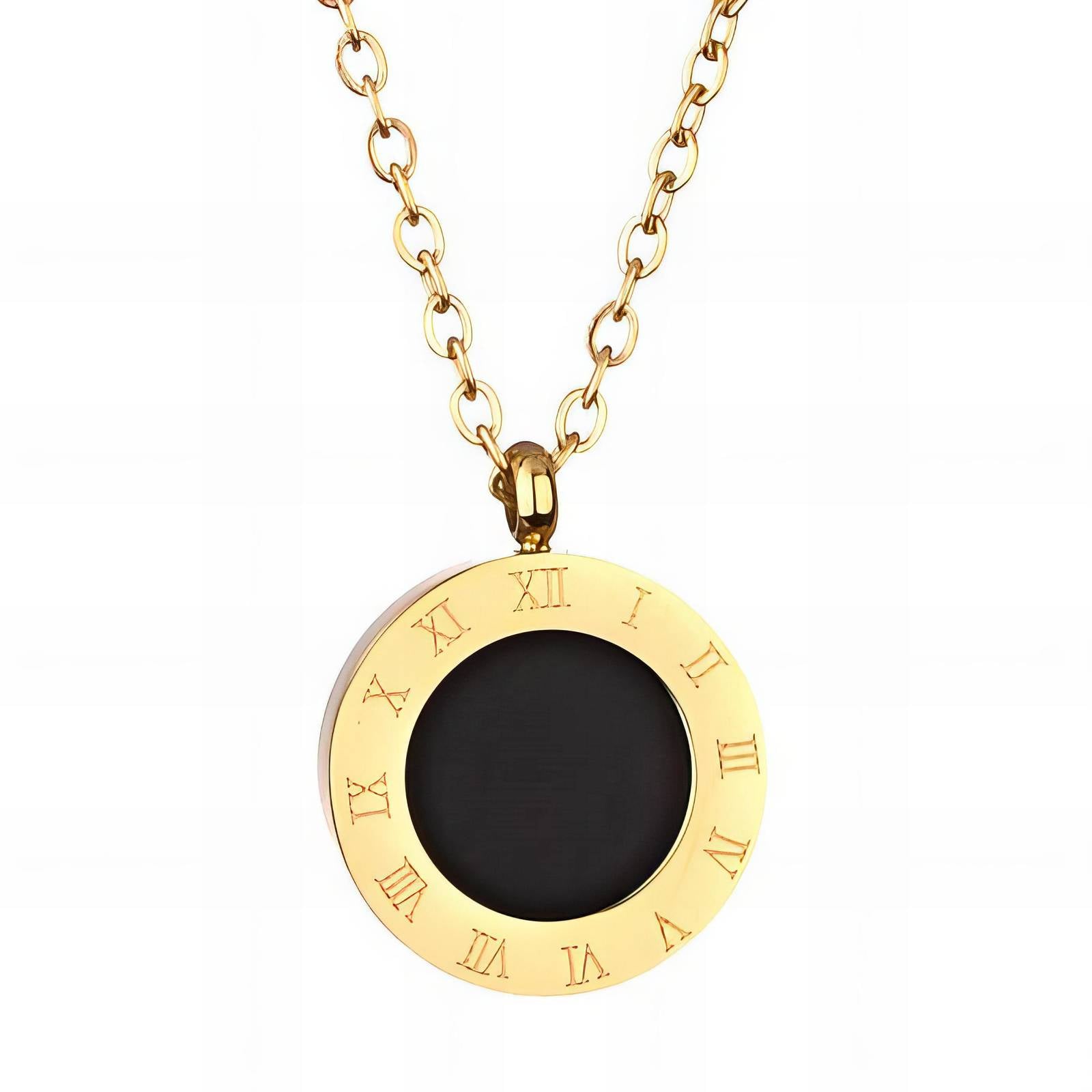 Shadow Time Necklace, 18K Gold Plated Steel