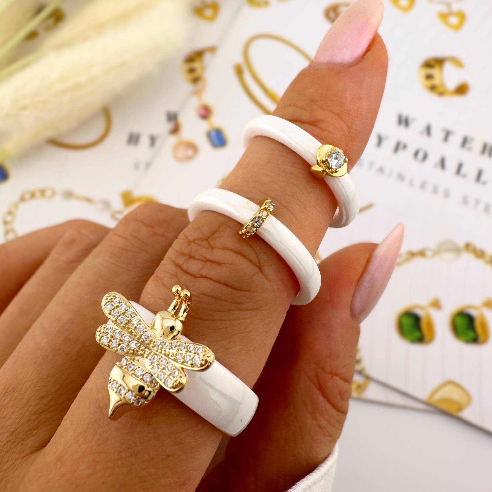 Day Wings Ring, 18K Gold Plated Steel