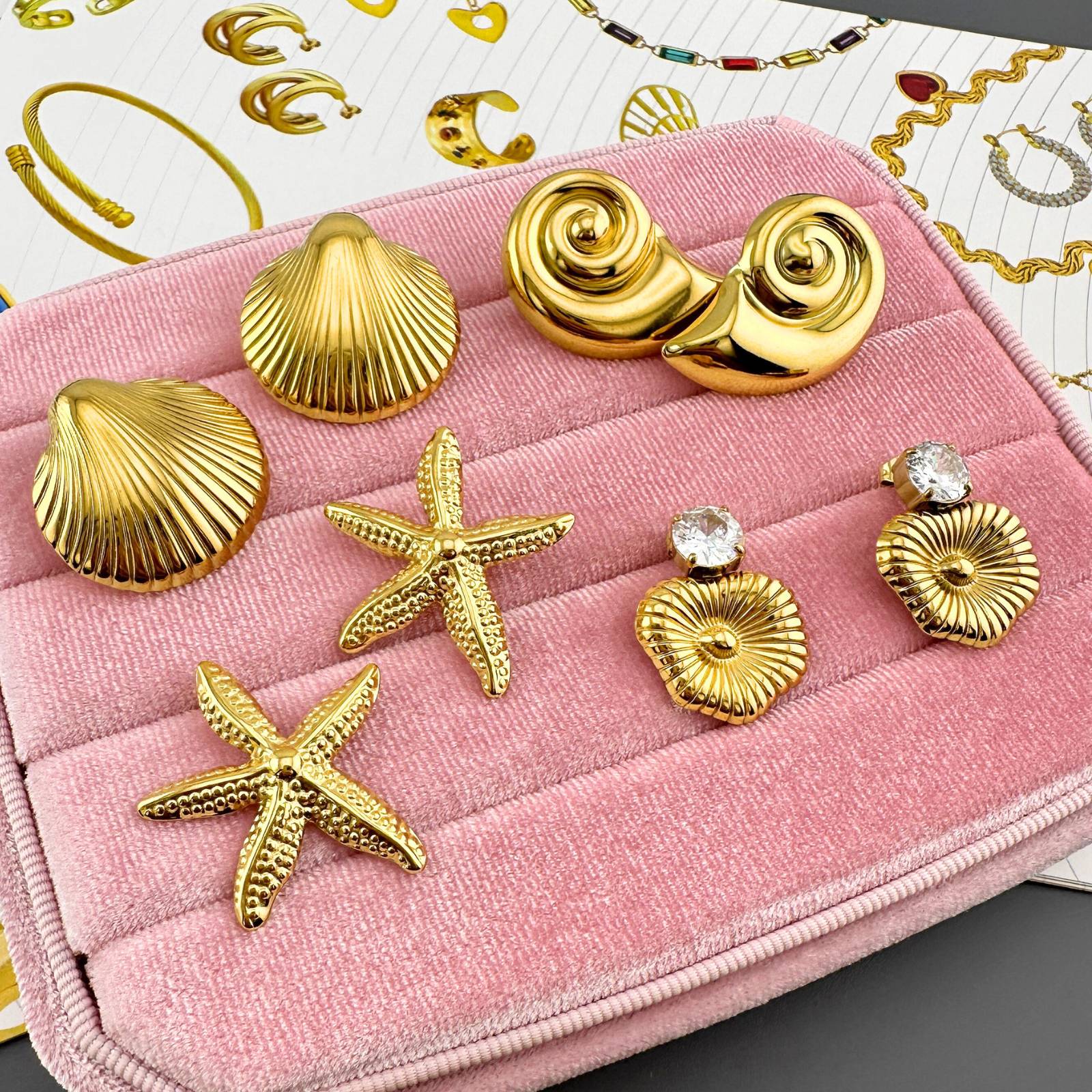 Ocean Star Earrings, 18K Gold Plated Steel