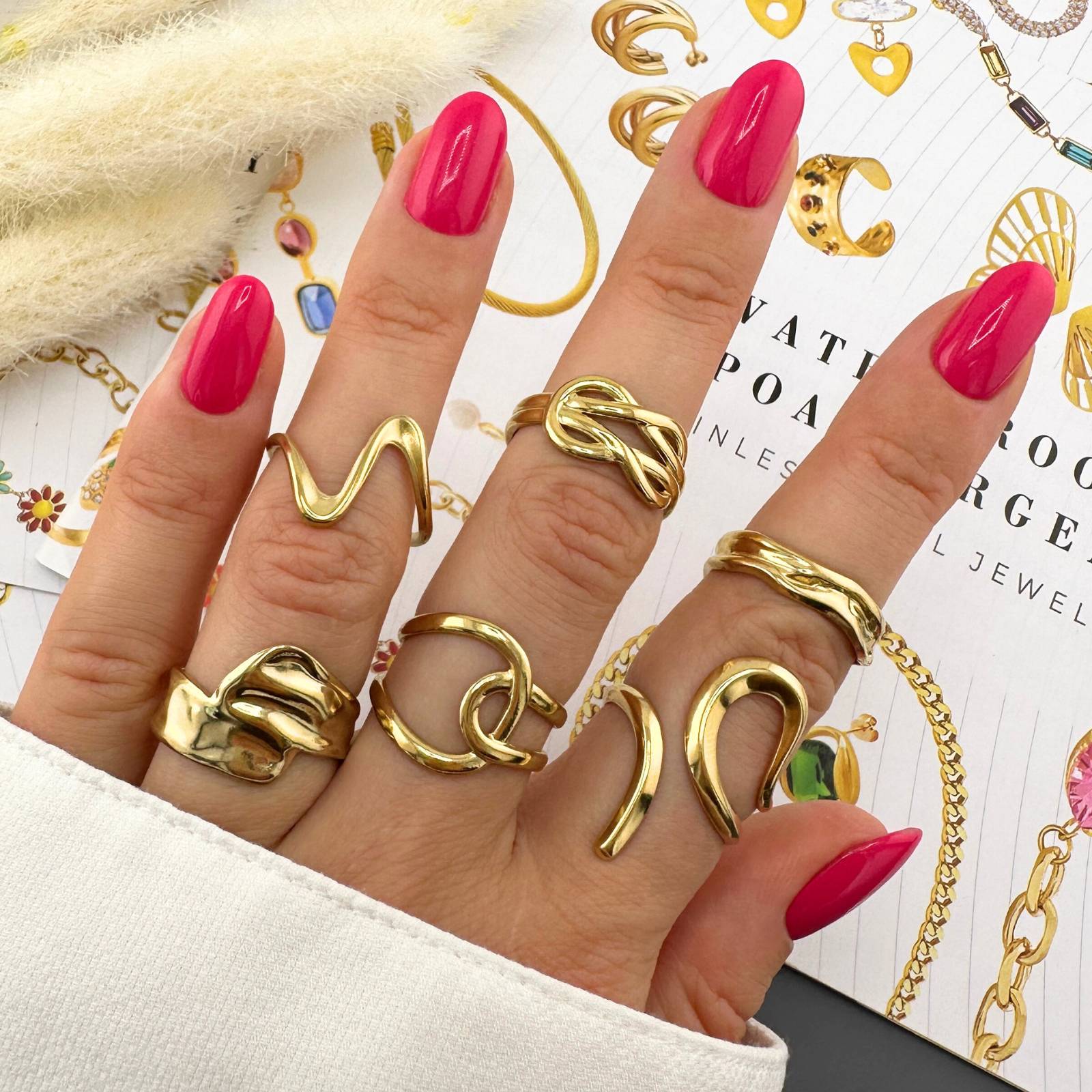 Fluid Form Ring, 18K Gold Plated Steel
