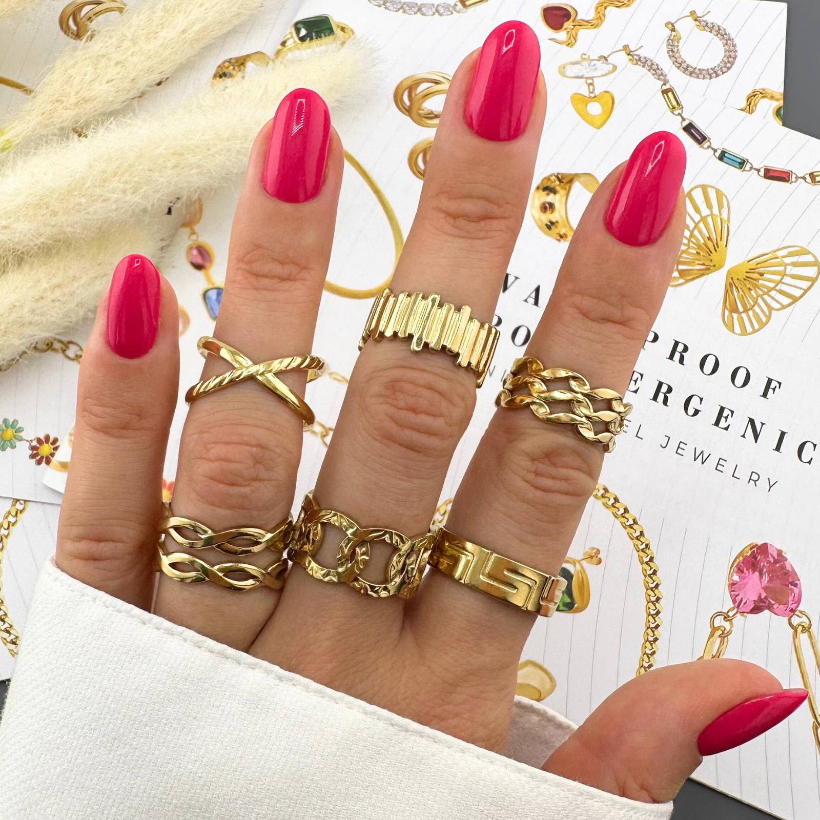 Urban Links Ring, 18K Gold Plated Steel