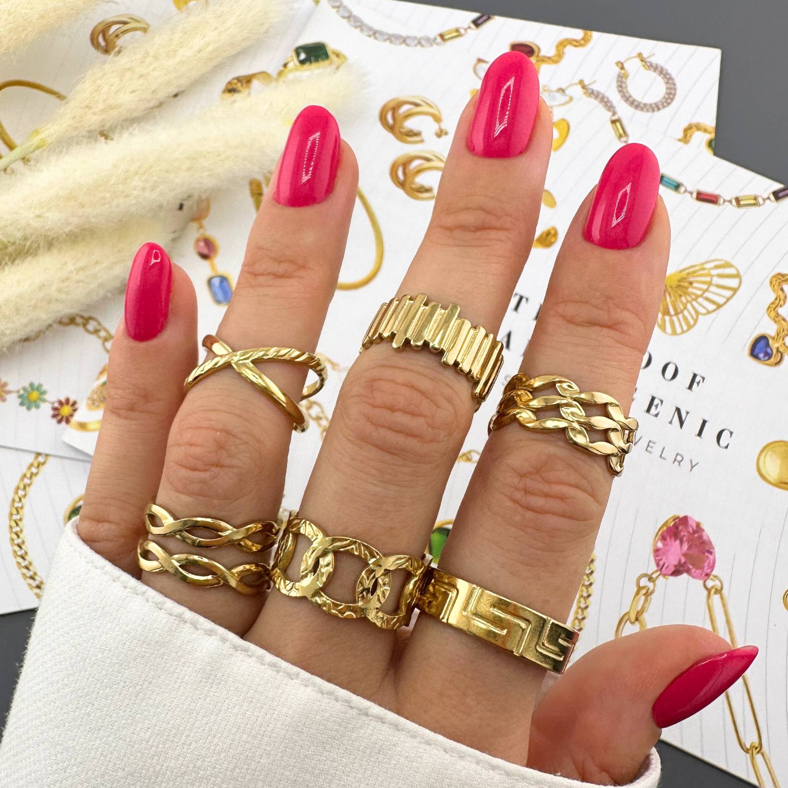 Urban Links Ring, 18K Gold Plated Steel