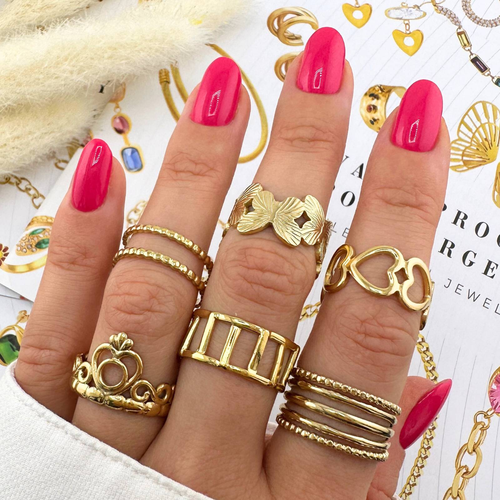 Dual Motion Ring, 18K Gold Plated Steel