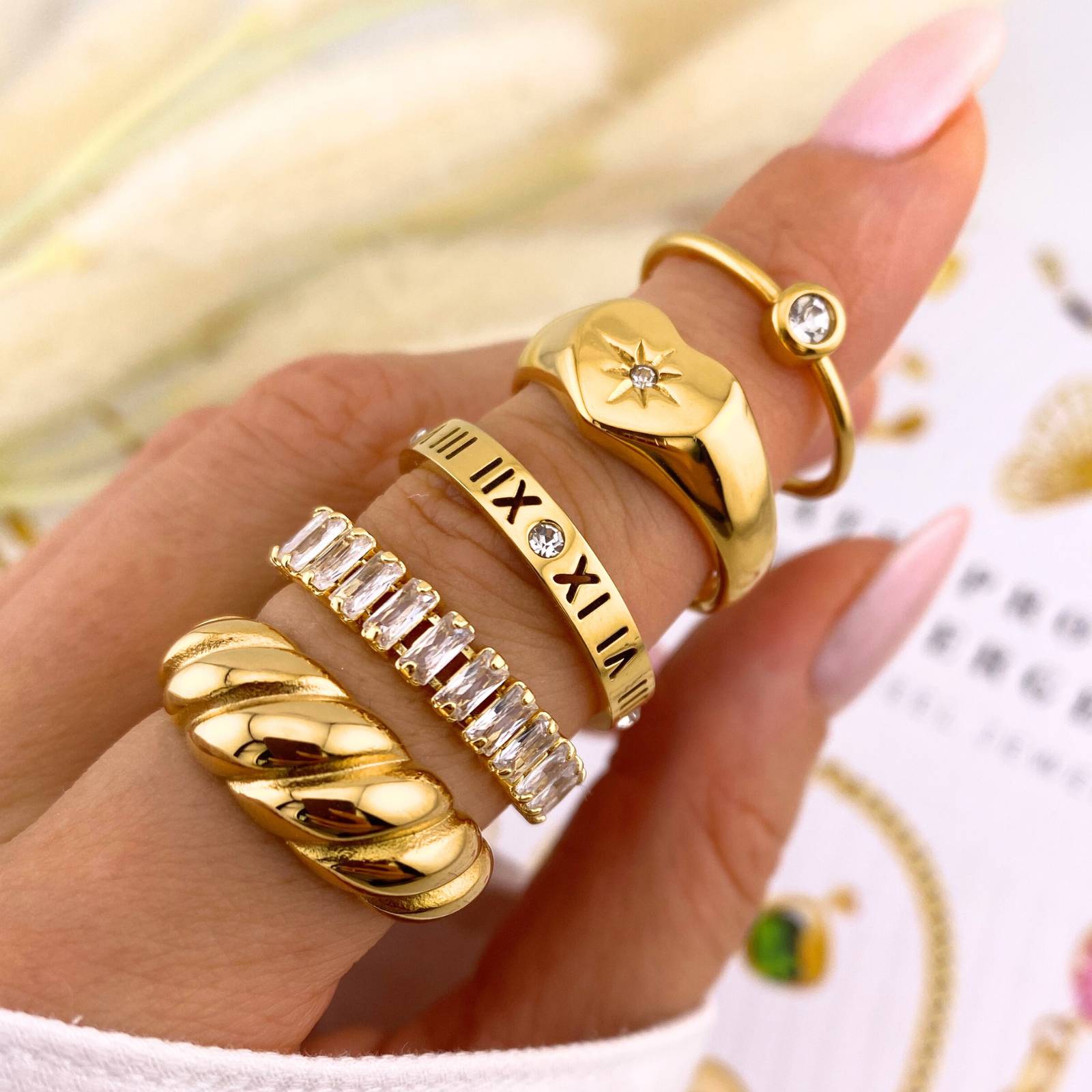 Eternal Radiance Ring, 18K Gold Plated Steel