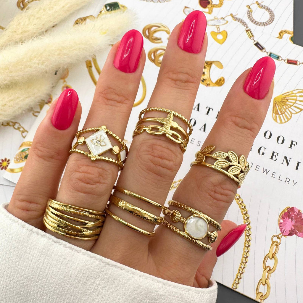 Slate Bend Ring, 18K Gold Plated Steel