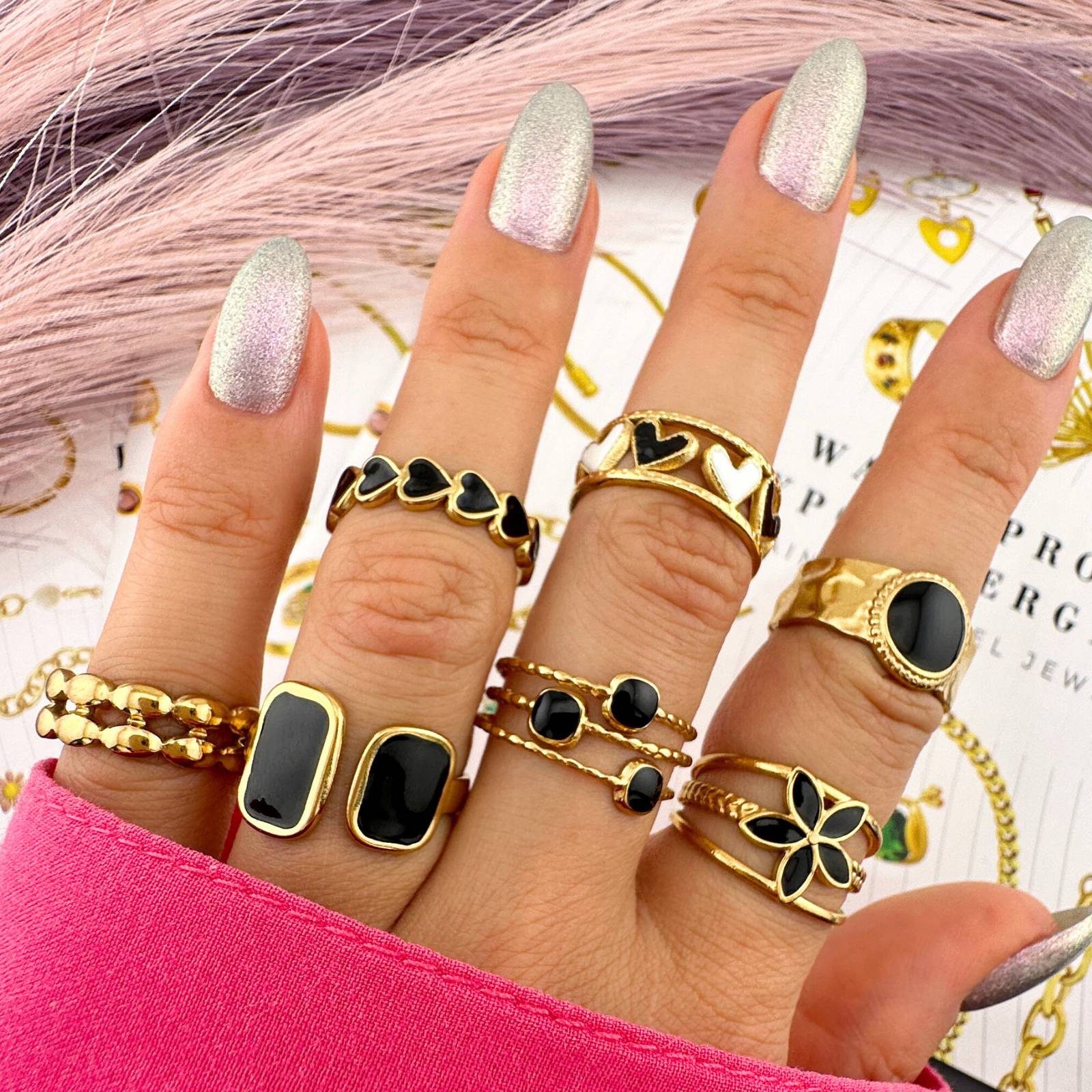 Bold Duo Ring, 18K Gold Plated Steel