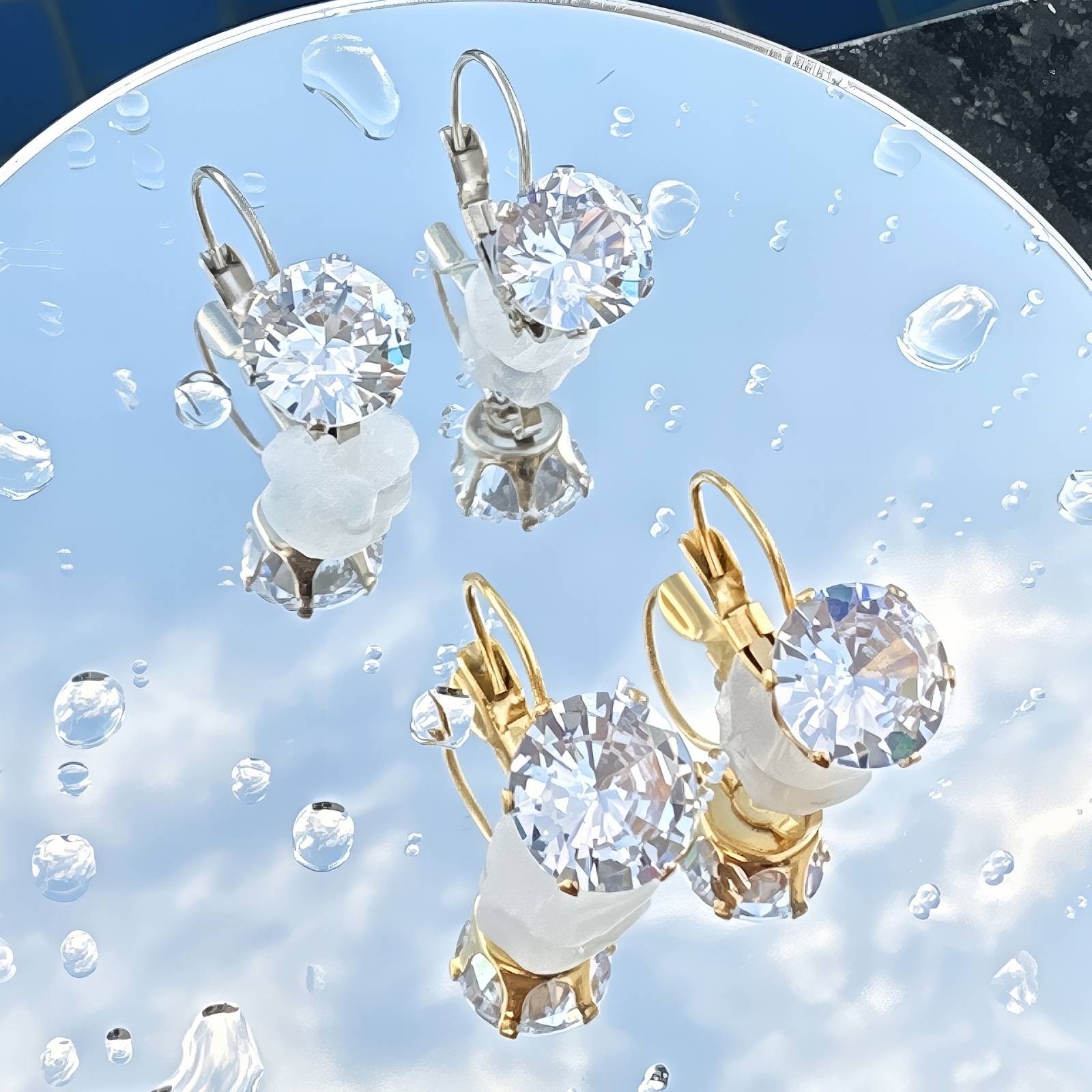 Lumi Studs Earrings, 18K Gold Plated Steel