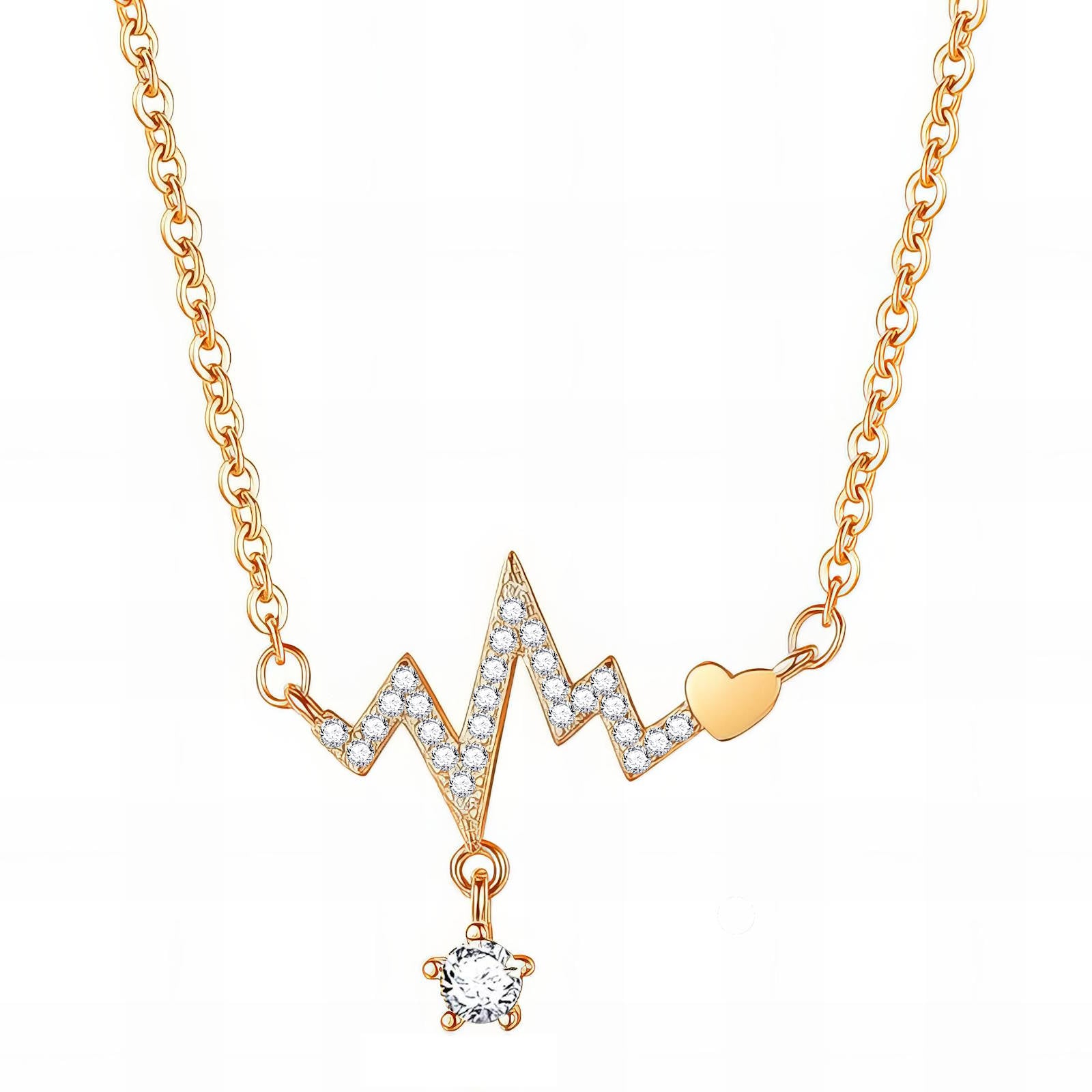 Glimmer Pulse Necklace, 18K Gold Plated Steel