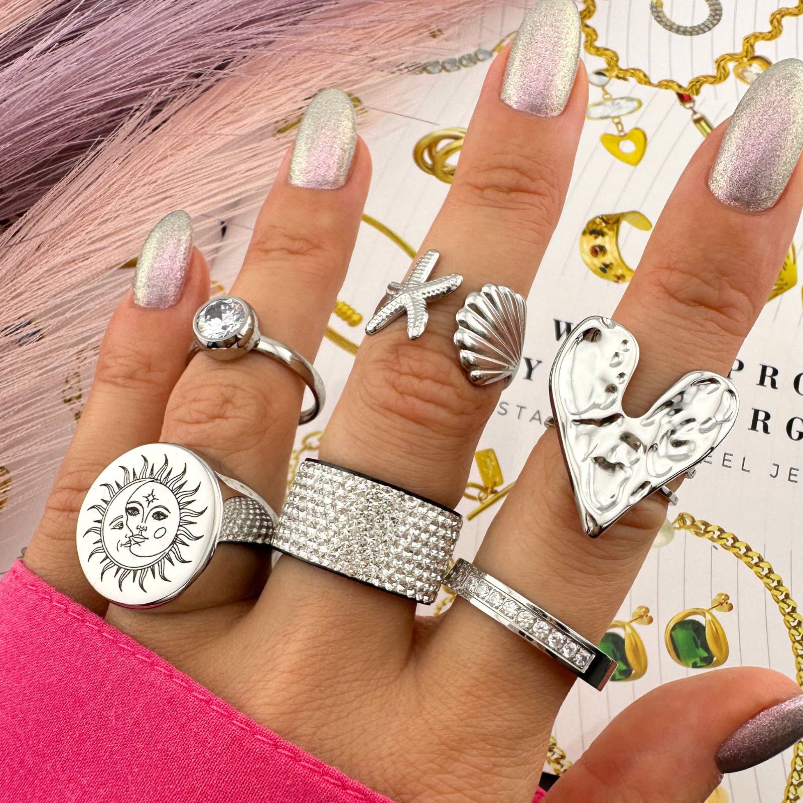 Endless Sparkle Ring, Stainless Steel