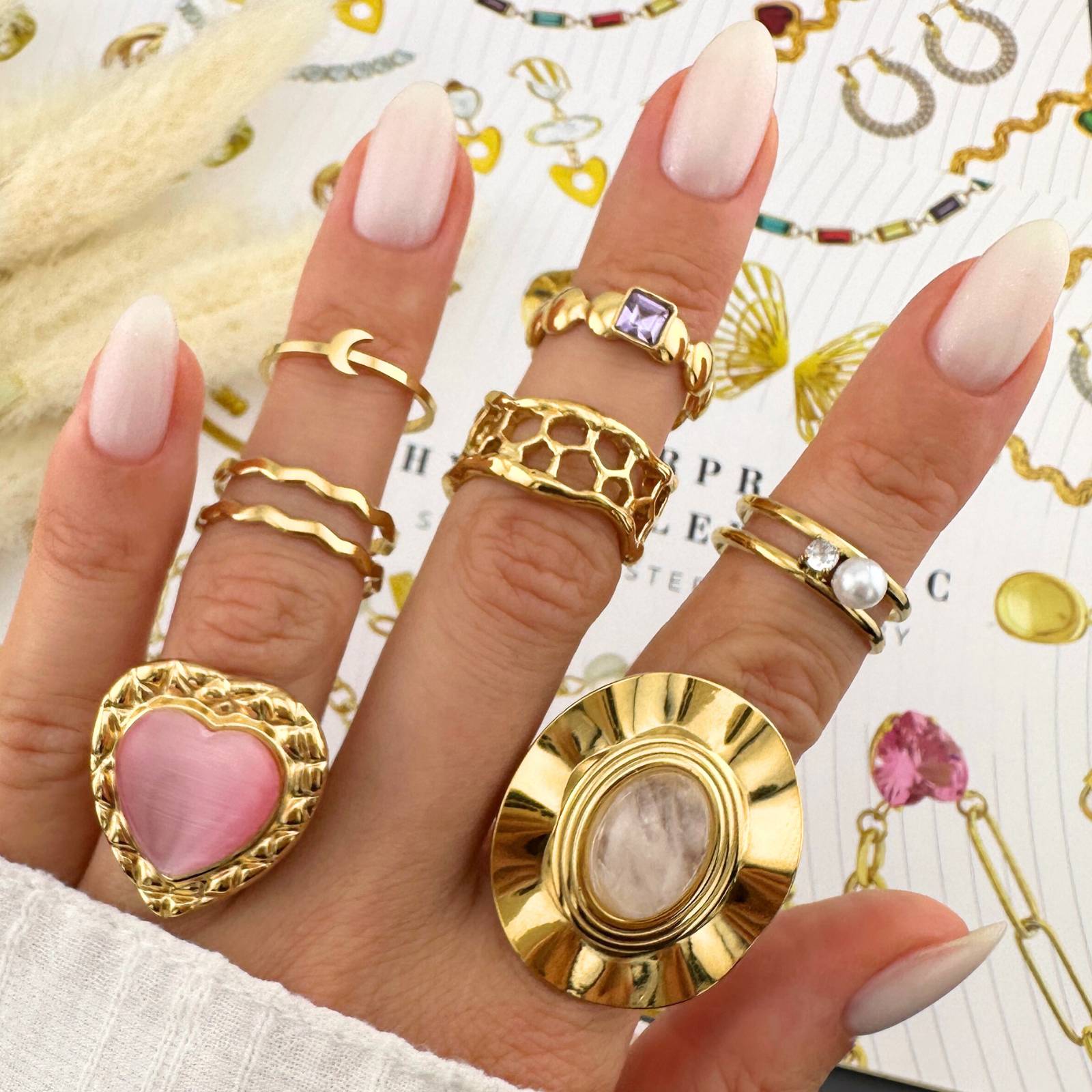 Bold Arc Ring, 18K Gold Plated Steel