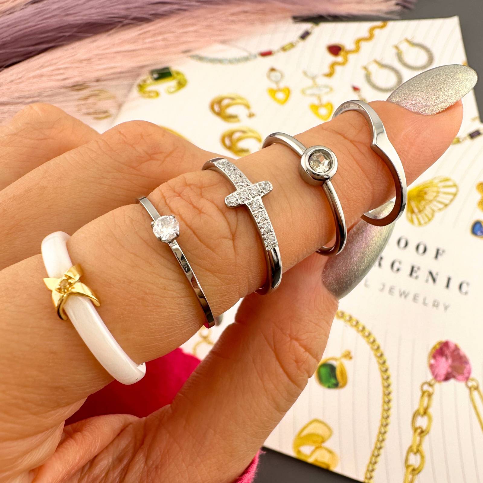 Lumi Studs Ring, Stainless Steel