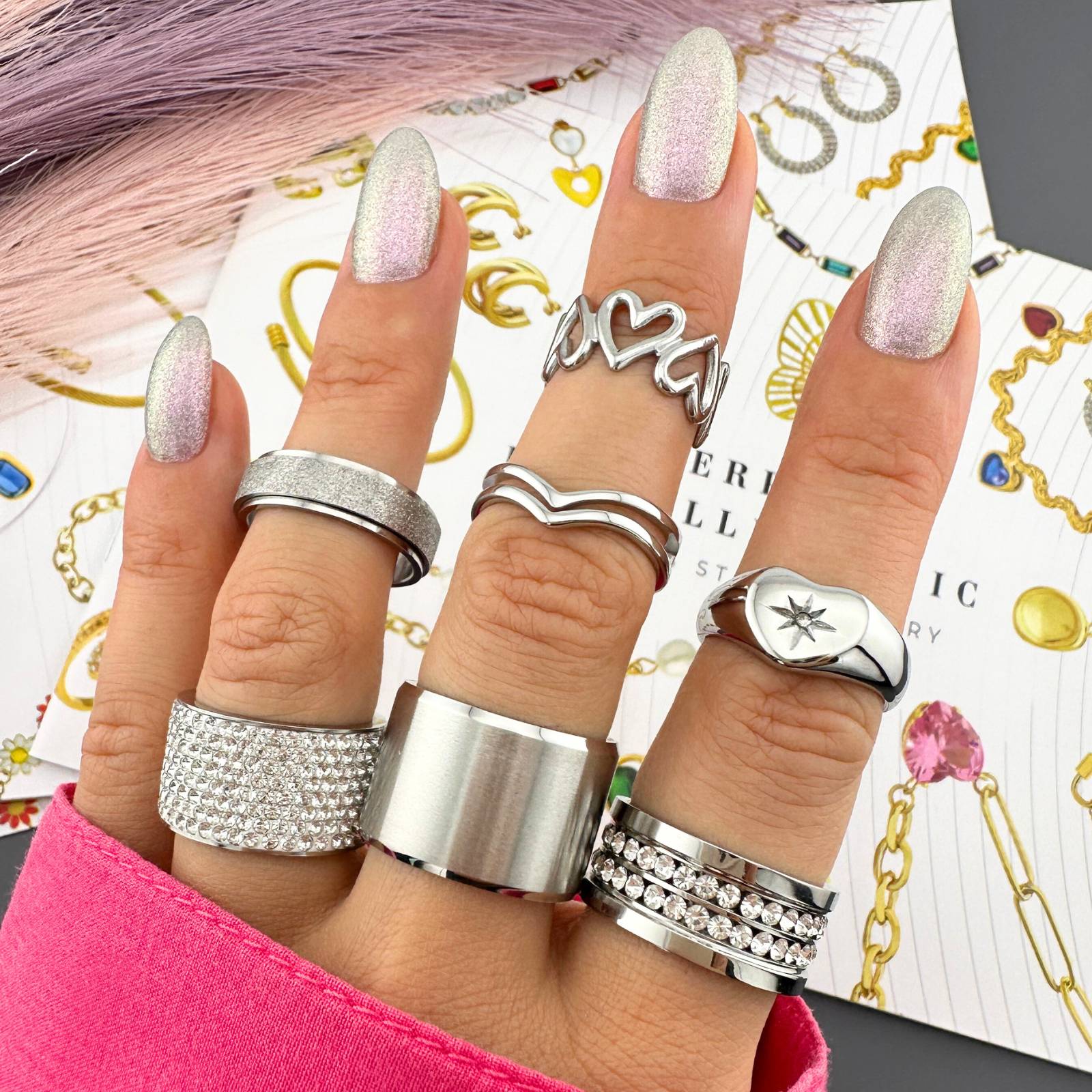 Silver Grain Ring, Stainless Steel