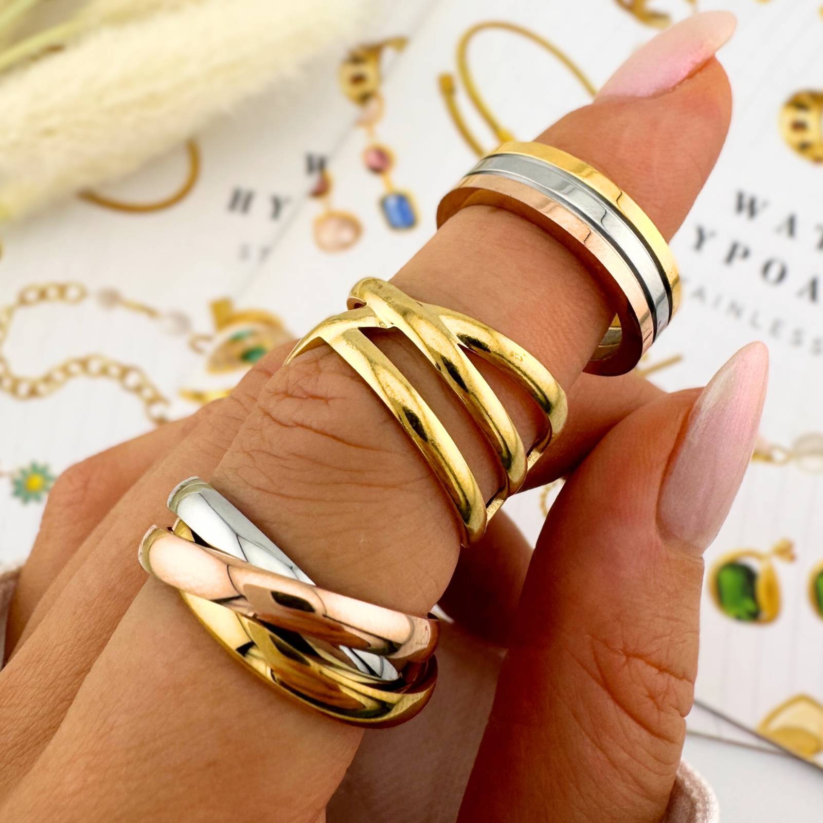 Everchain Ring, 18K Gold Plated Steel