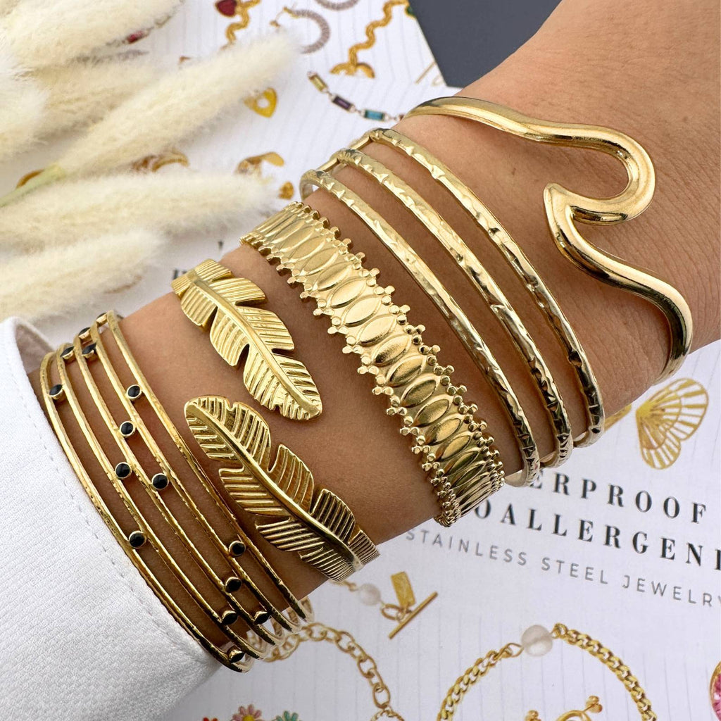 Trippel Link Bracelet, 18K Gold Plated Steel