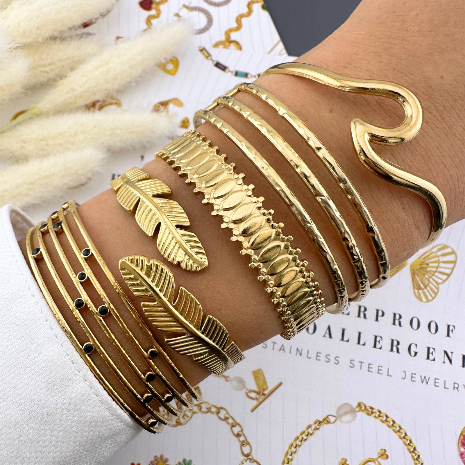 Trippel Link Bracelet, 18K Gold Plated Steel