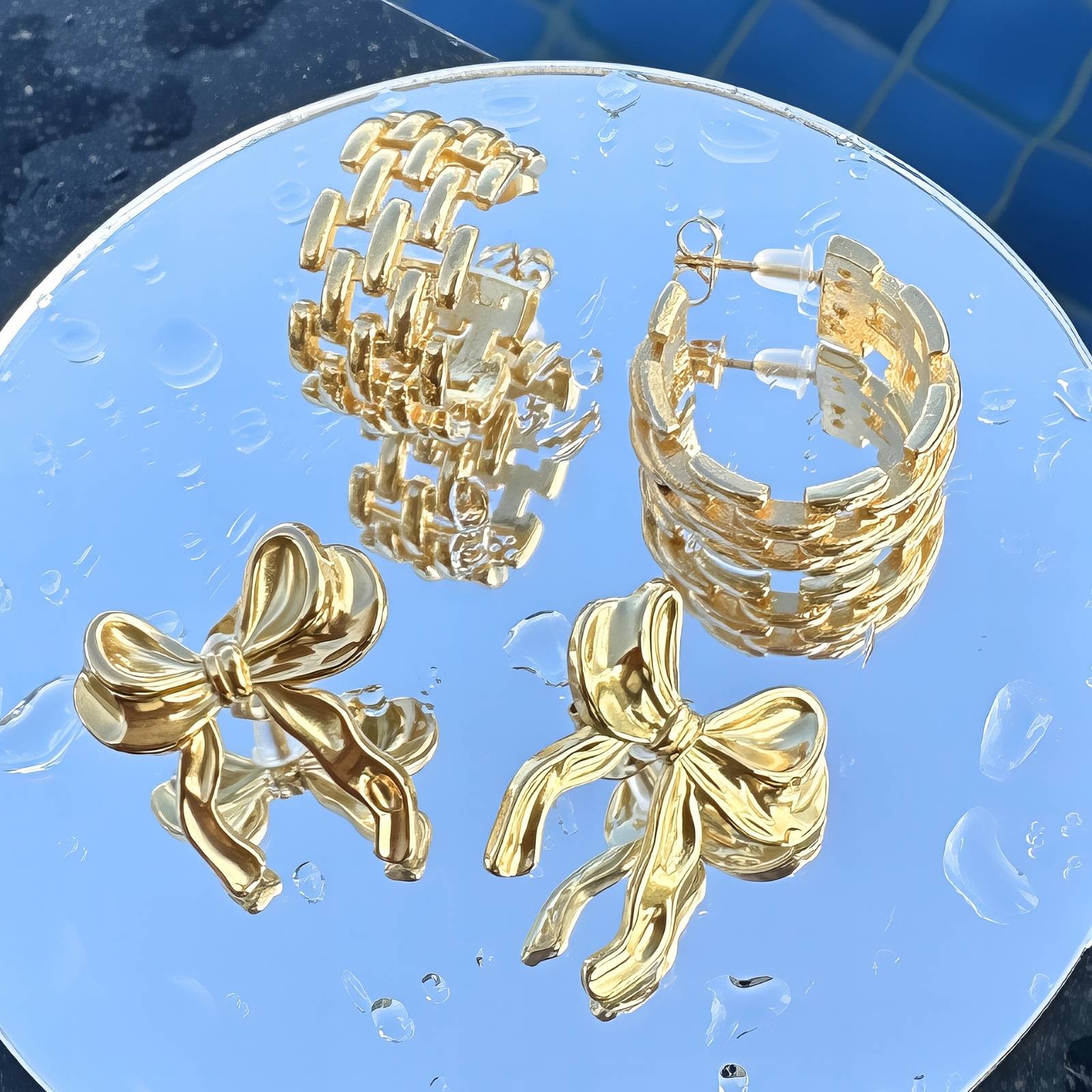 Gilded Weave Earrings, 18K Gold Plated Steel