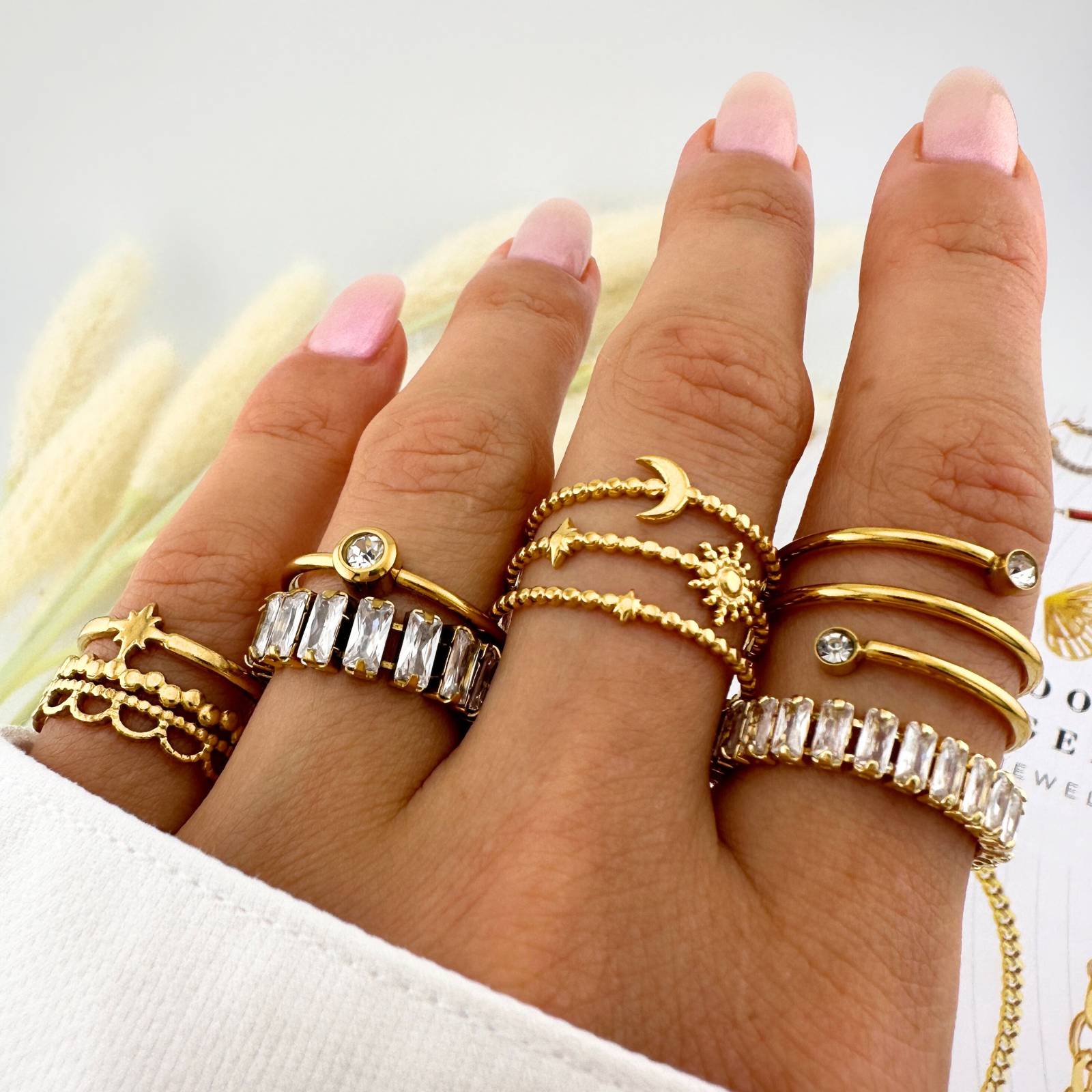 Eternal Radiance Ring, 18K Gold Plated Steel
