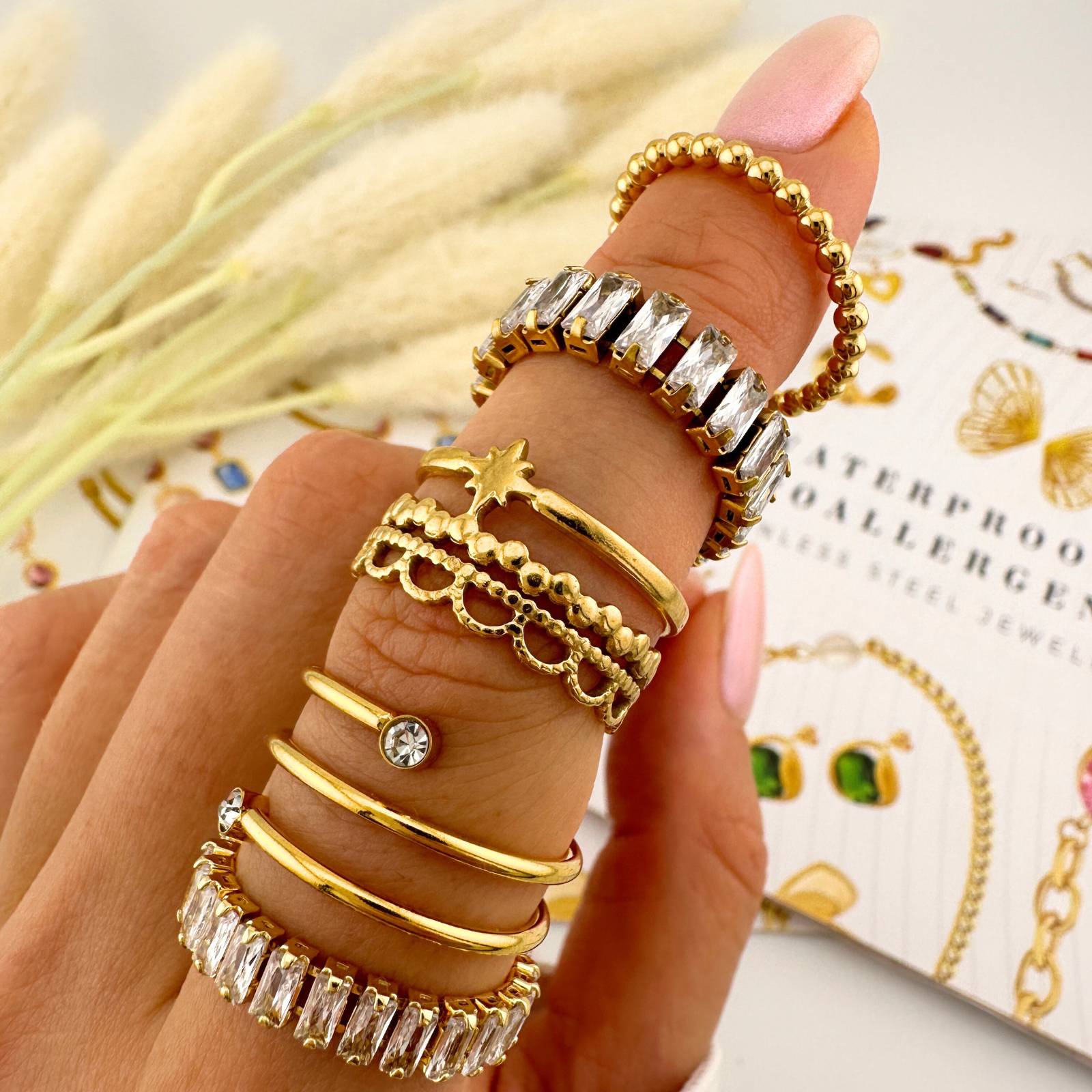 Eternal Radiance Ring, 18K Gold Plated Steel