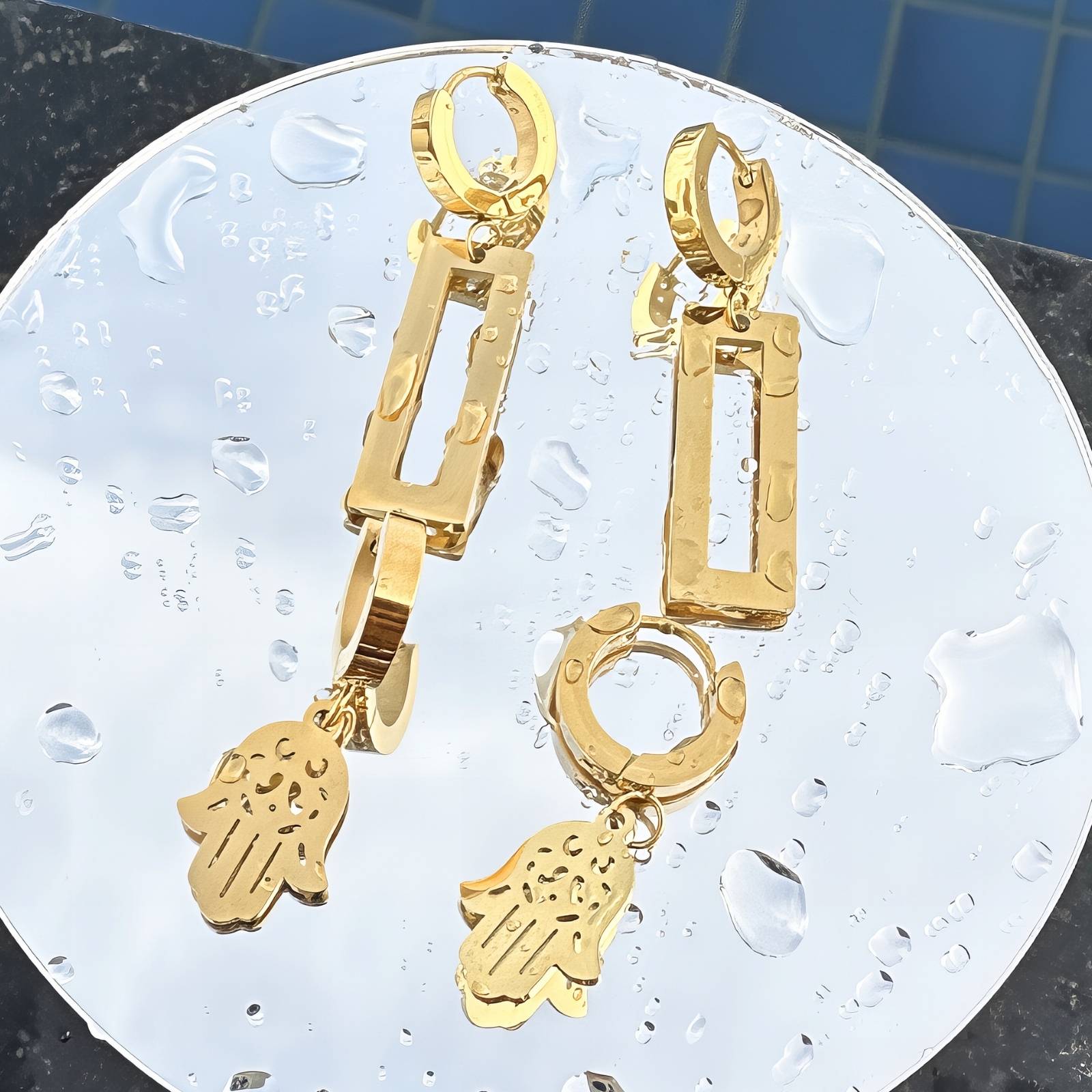 Lumen Edge Earrings, 18K Gold Plated Steel