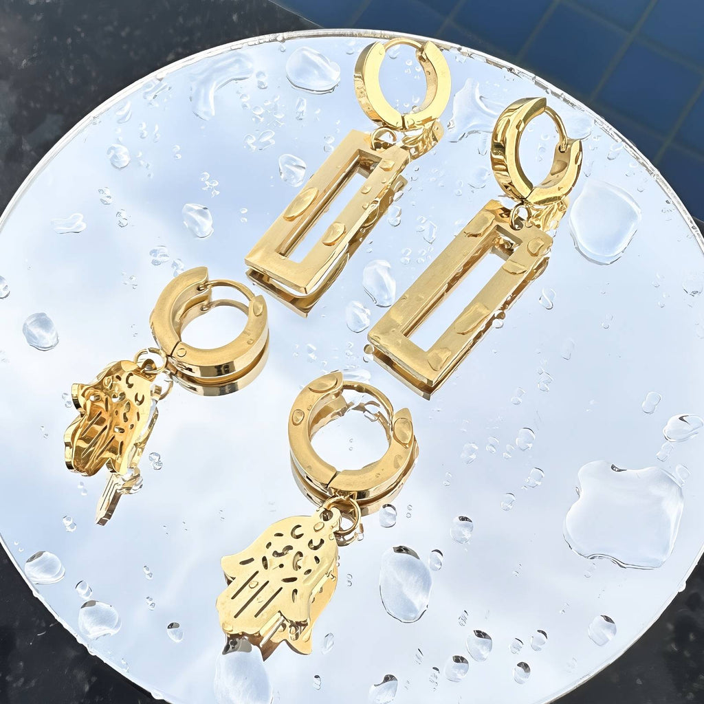 Lumen Edge Earrings, 18K Gold Plated Steel