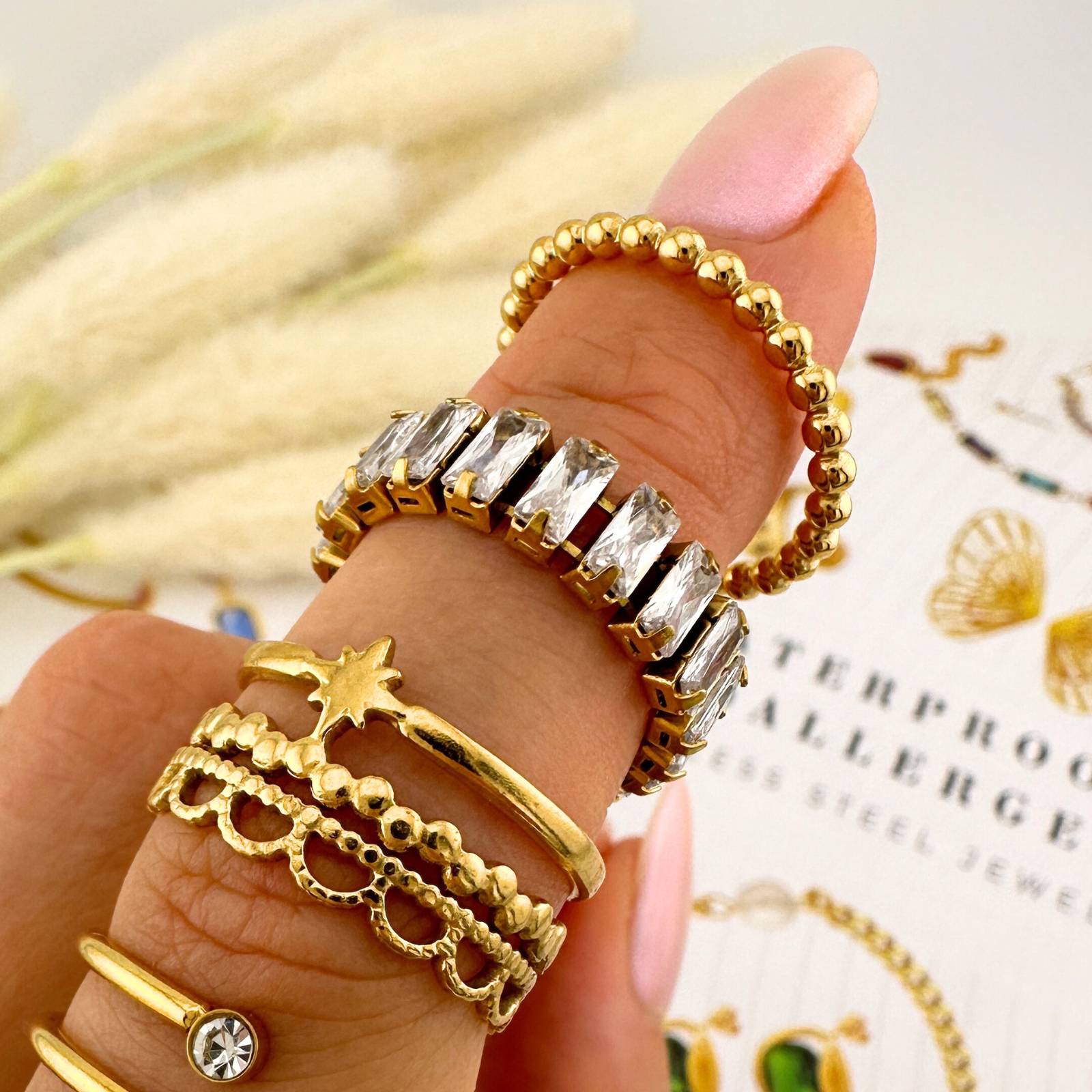Eternal Radiance Ring, 18K Gold Plated Steel