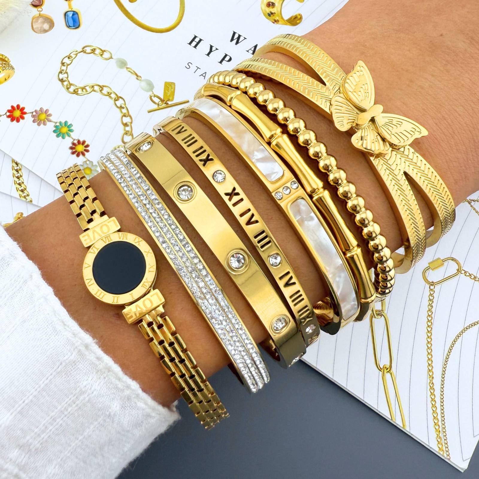 Eternal Spark Bracelet, 18K Gold Plated Steel