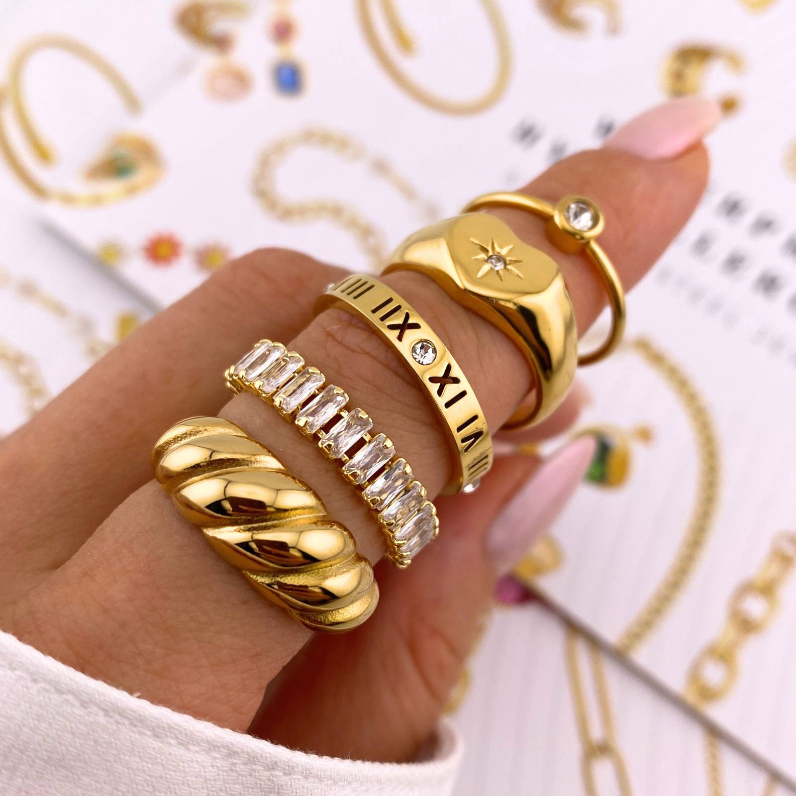 Eternal Radiance Ring, 18K Gold Plated Steel