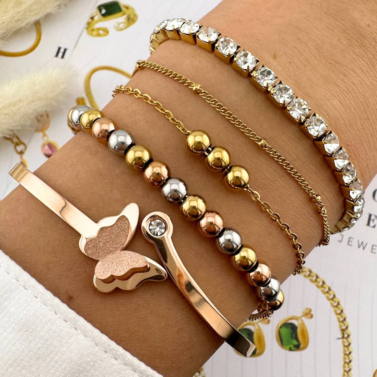 Radiance Band Tennis Bracelet, 18K Gold Plated Steel