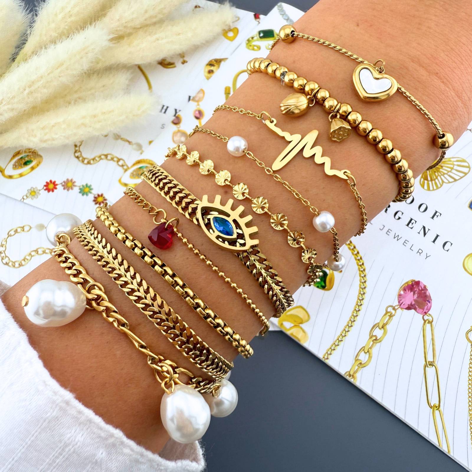 Golden Pulse Bracelet, 18K Gold Plated Steel