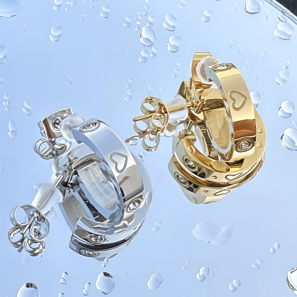 True Heart Earrings, 18K Gold Plated Steel