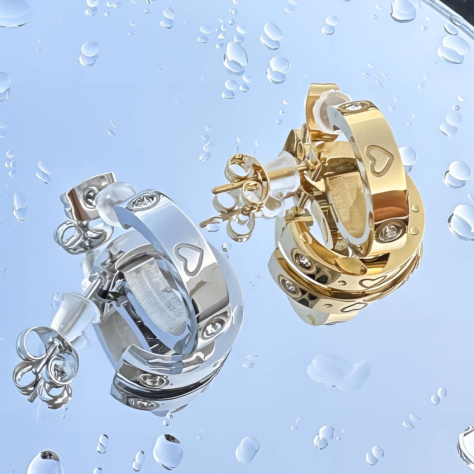 True Heart Earrings, 18K Gold Plated Steel