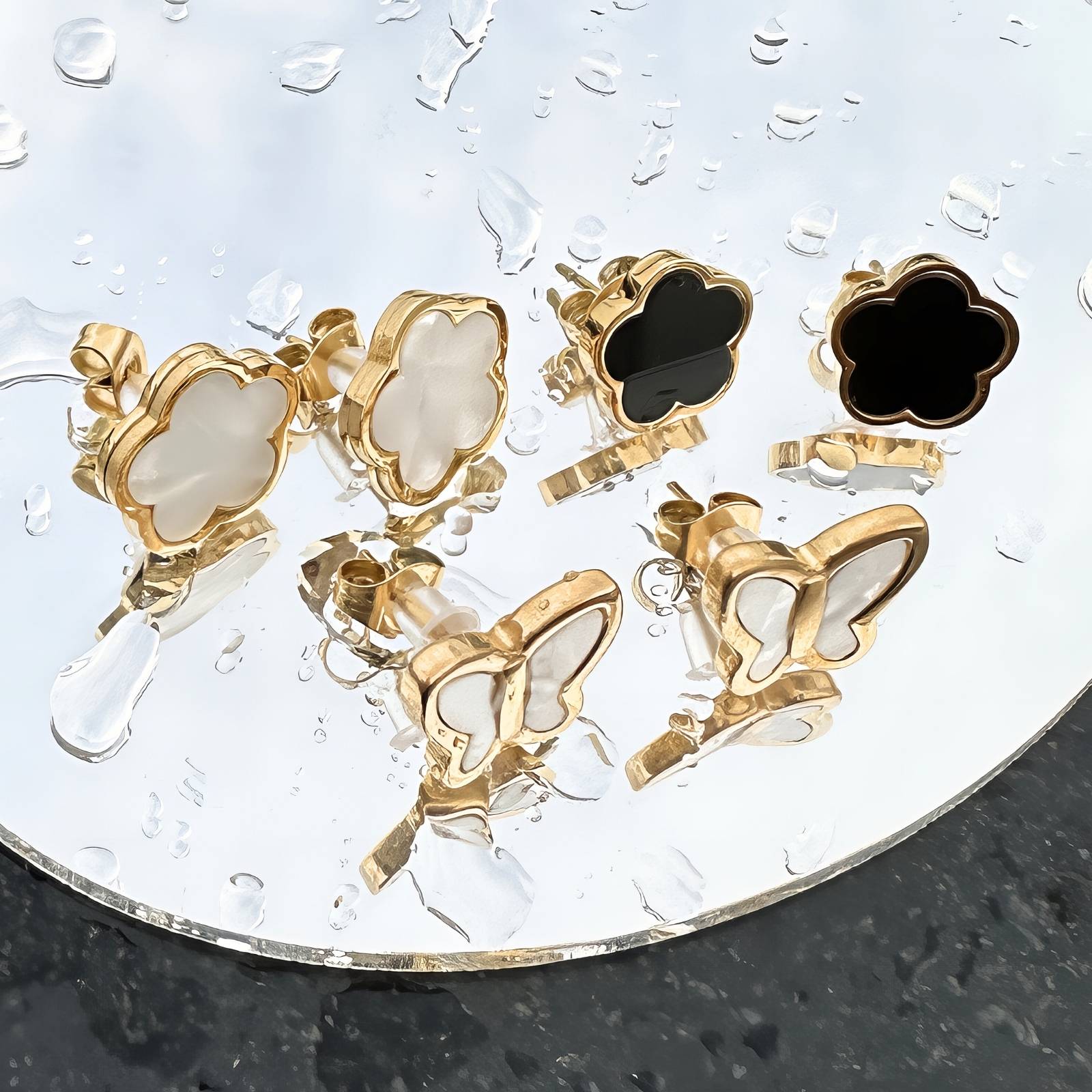 Pearl Belle Earrings, 18K Gold Plated Steel