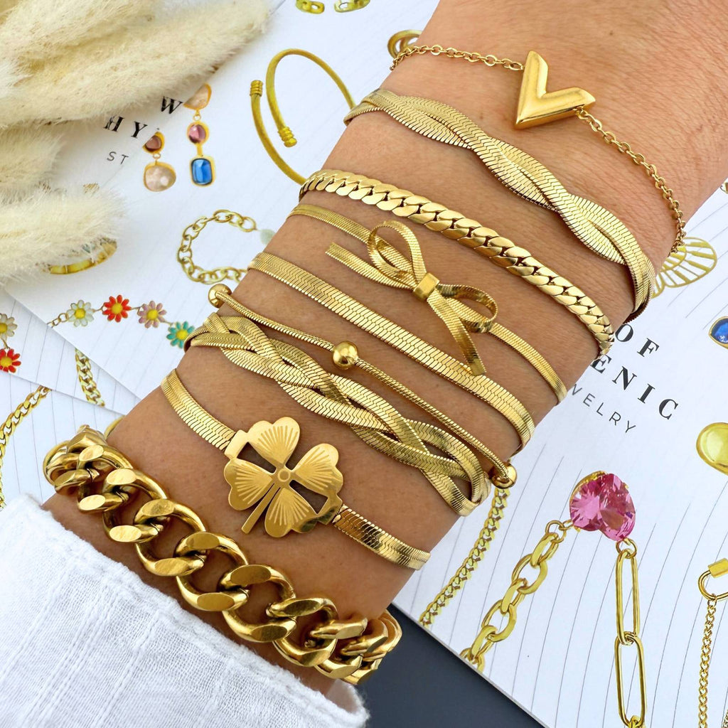Lucky Charm Bracelet, 18K Gold Plated Steel