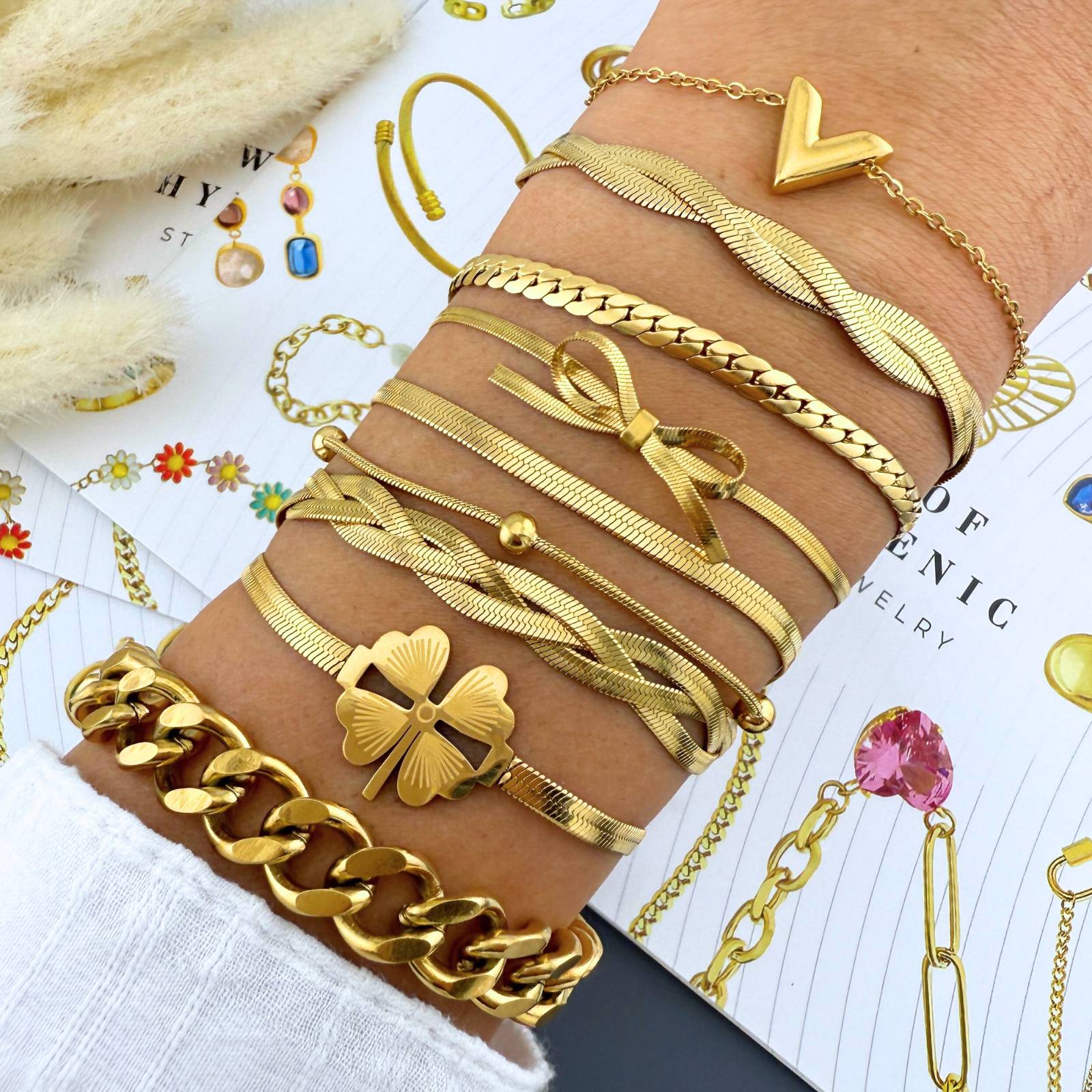 Lucky Charm Bracelet, 18K Gold Plated Steel