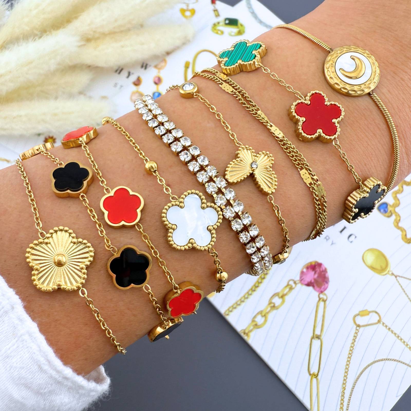 Noir Belle Bracelet, 18K Gold Plated Steel