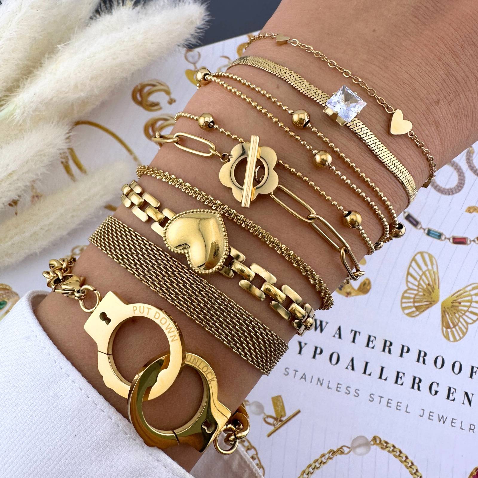Golden Net Bracelet, 18K Gold Plated Steel