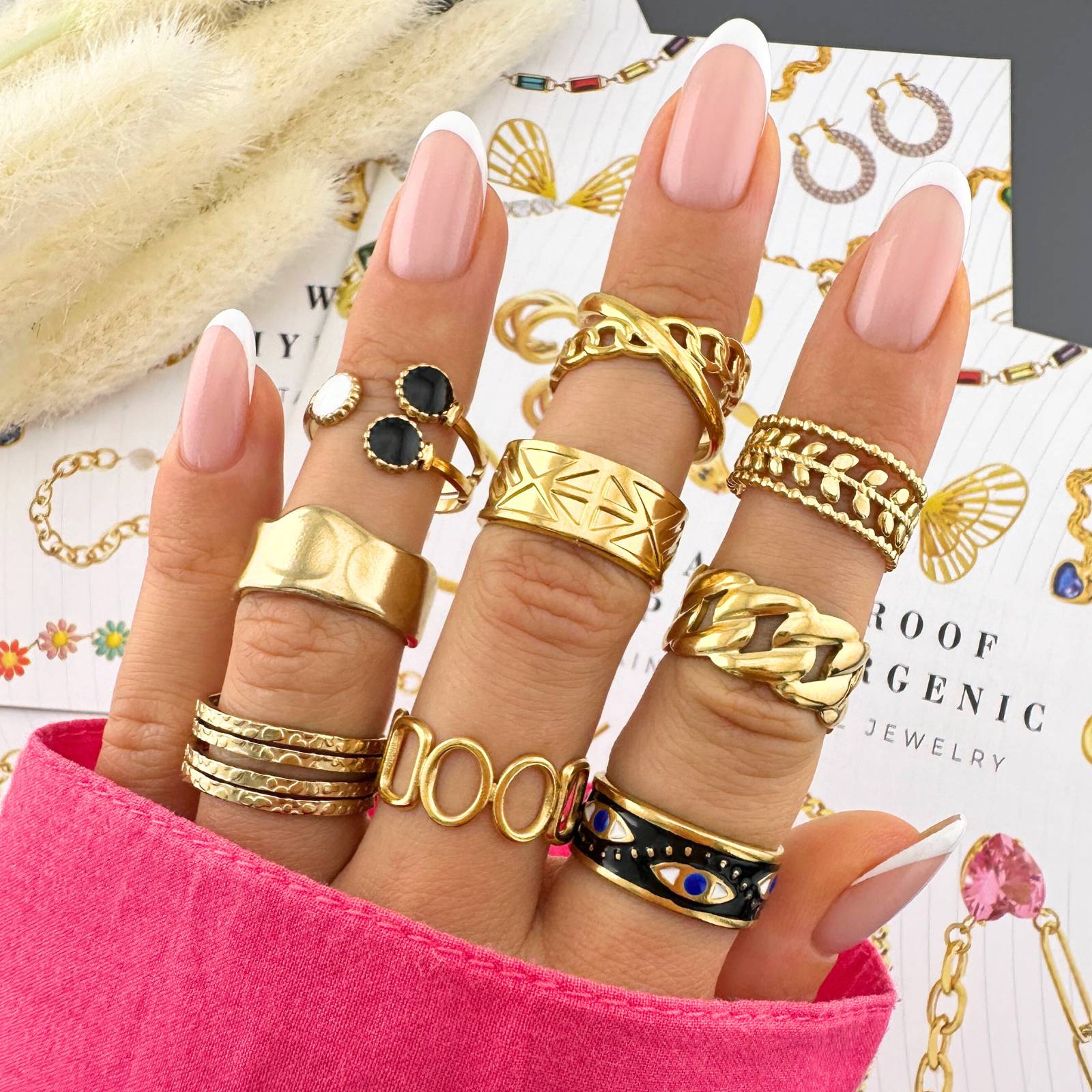 Trio Balance Ring, 18K Gold Plated Steel