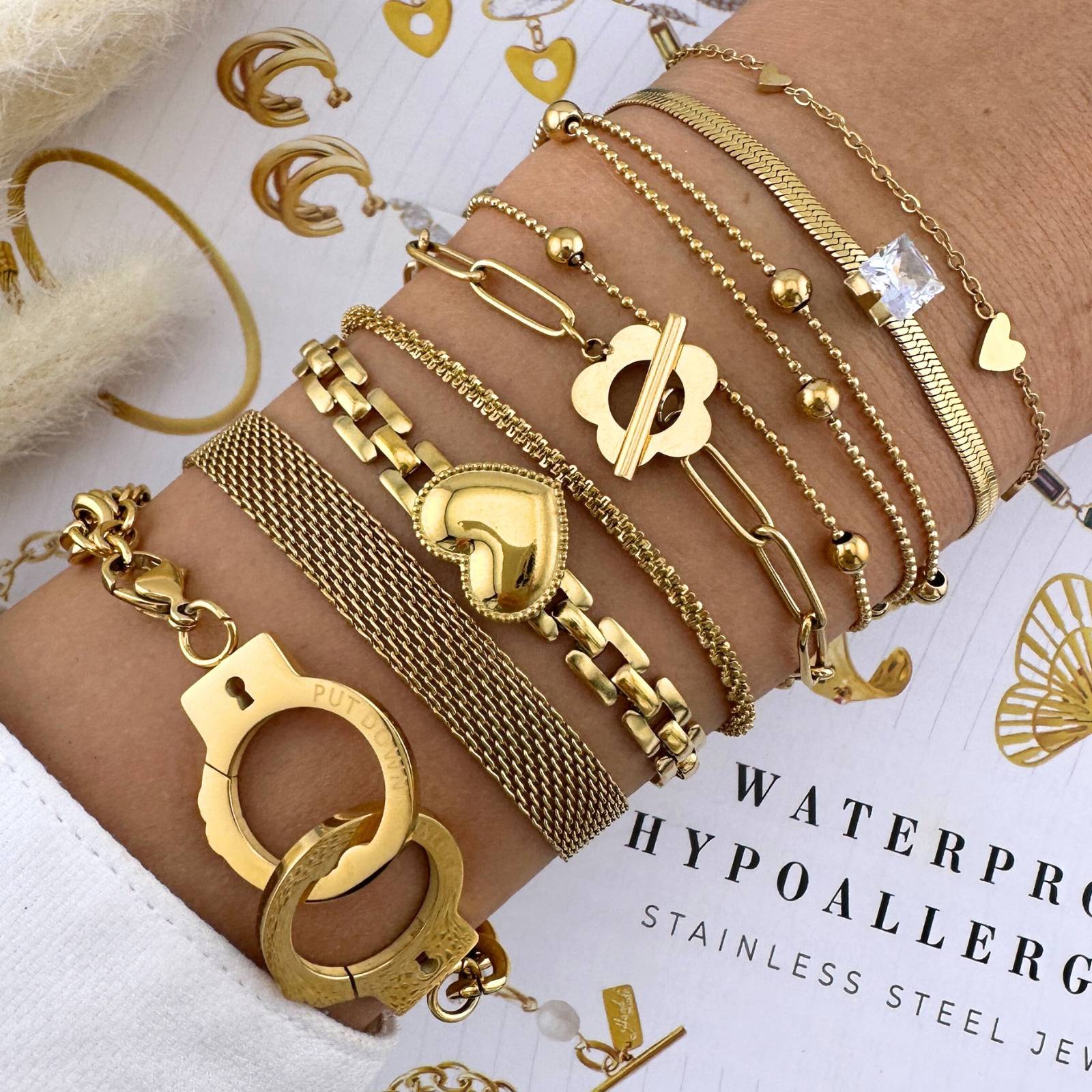 Golden Net Bracelet, 18K Gold Plated Steel