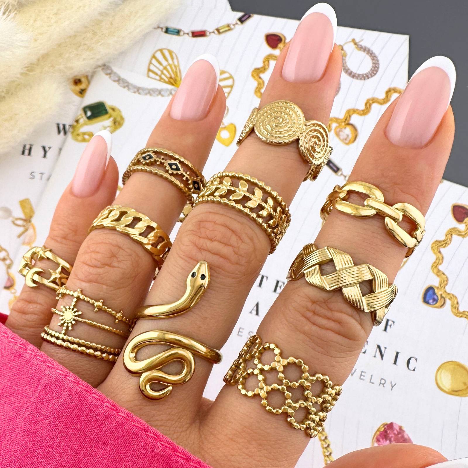 Interlace Ring, 18K Gold Plated Steel