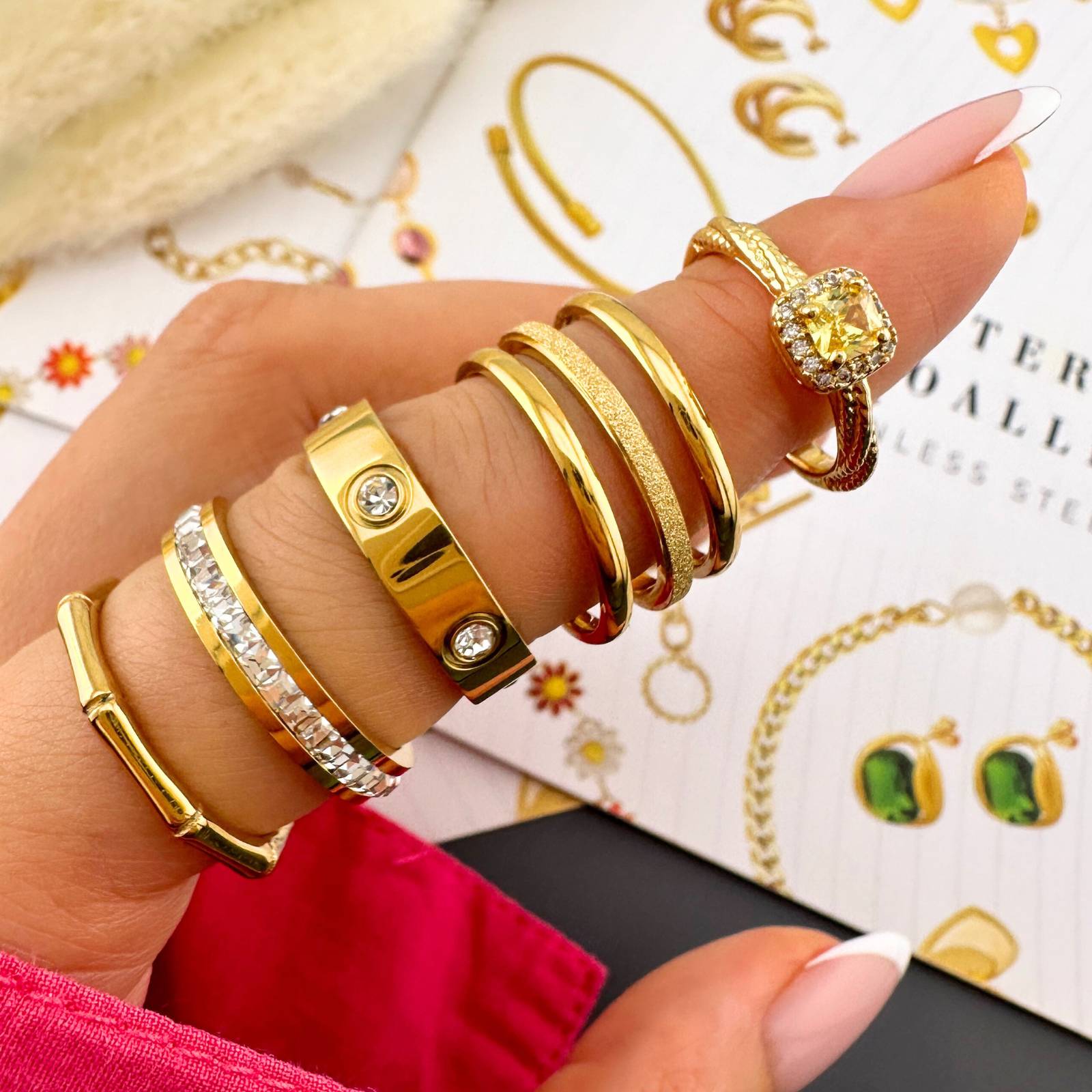 Eternal Spark Ring, 18K Gold Plated Steel