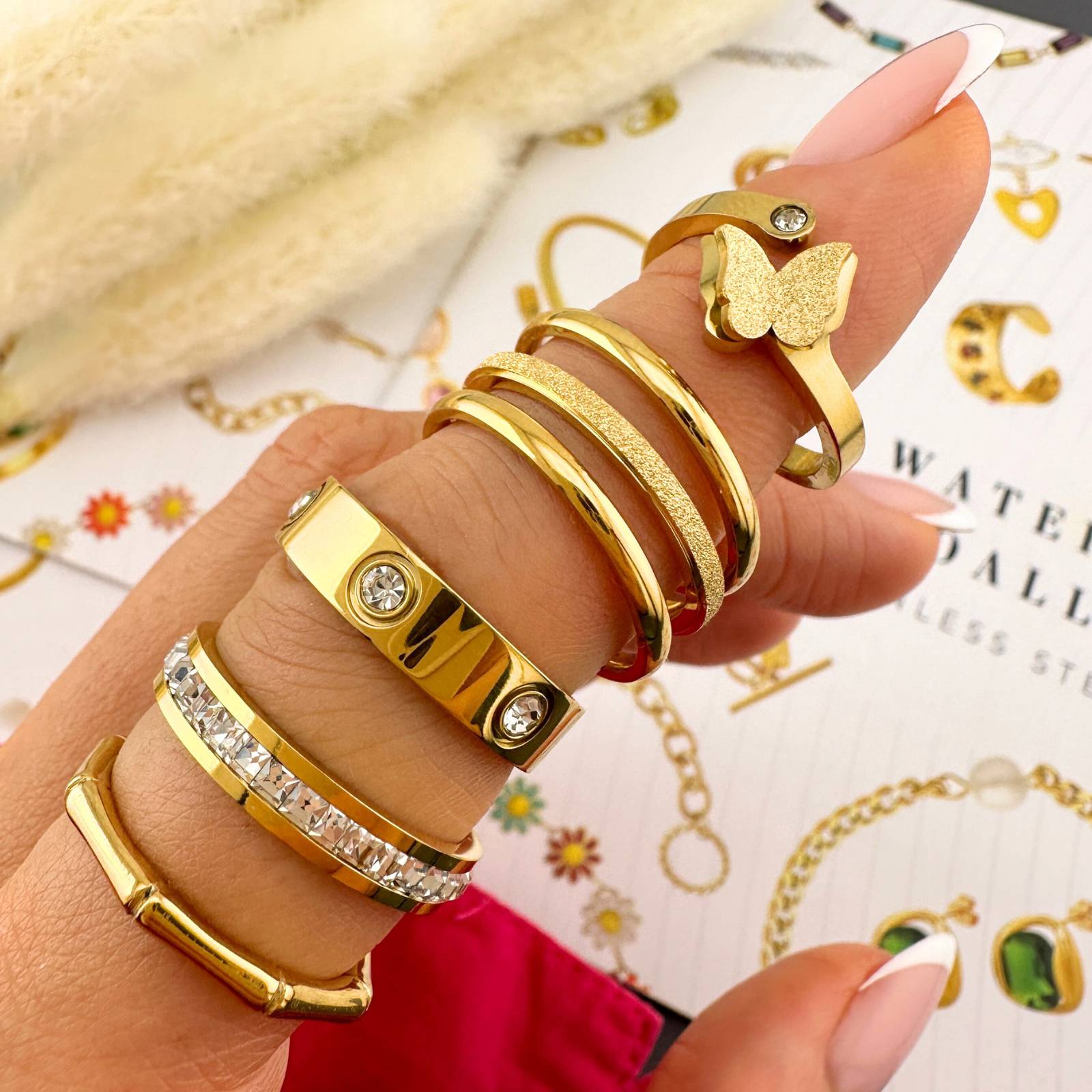 Papillon Glow Ring, 18K Gold Plated Steel