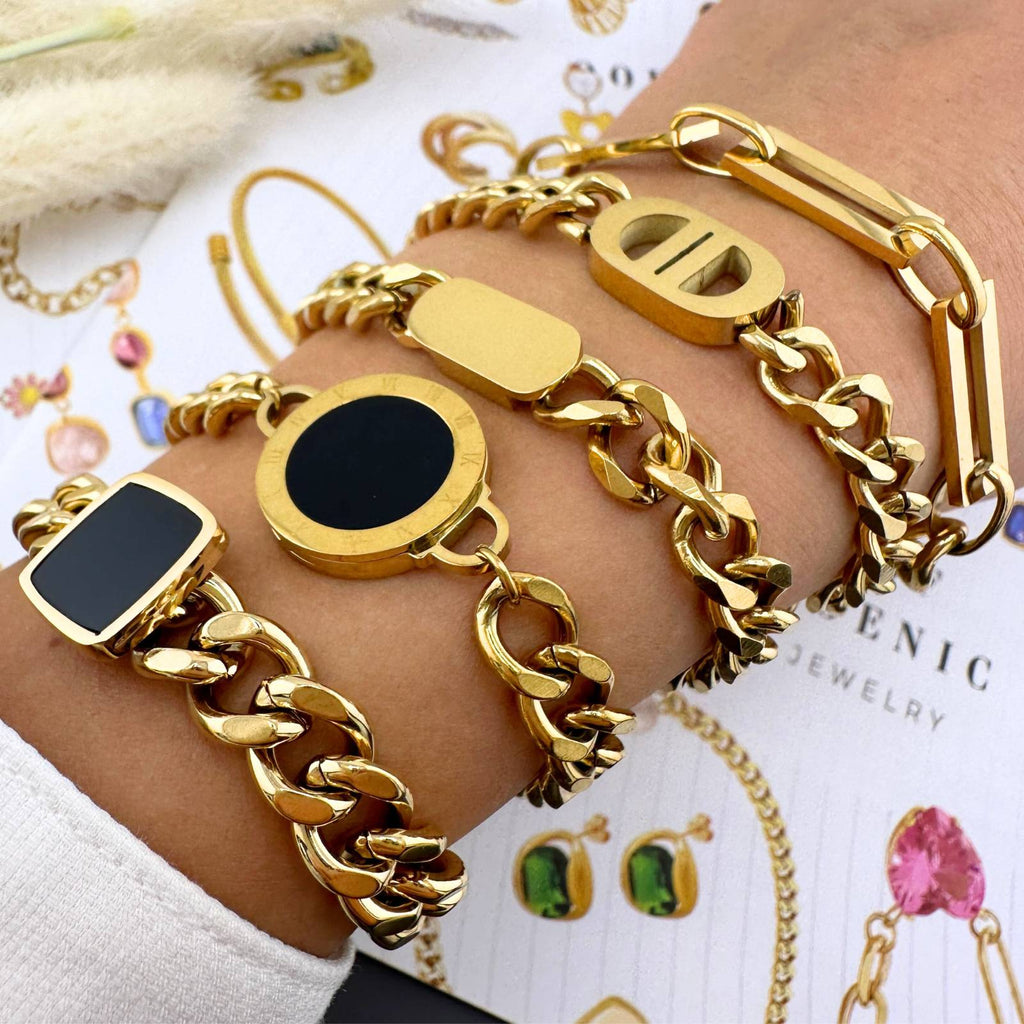 Boldlink Bracelet, 18K Gold Plated Steel