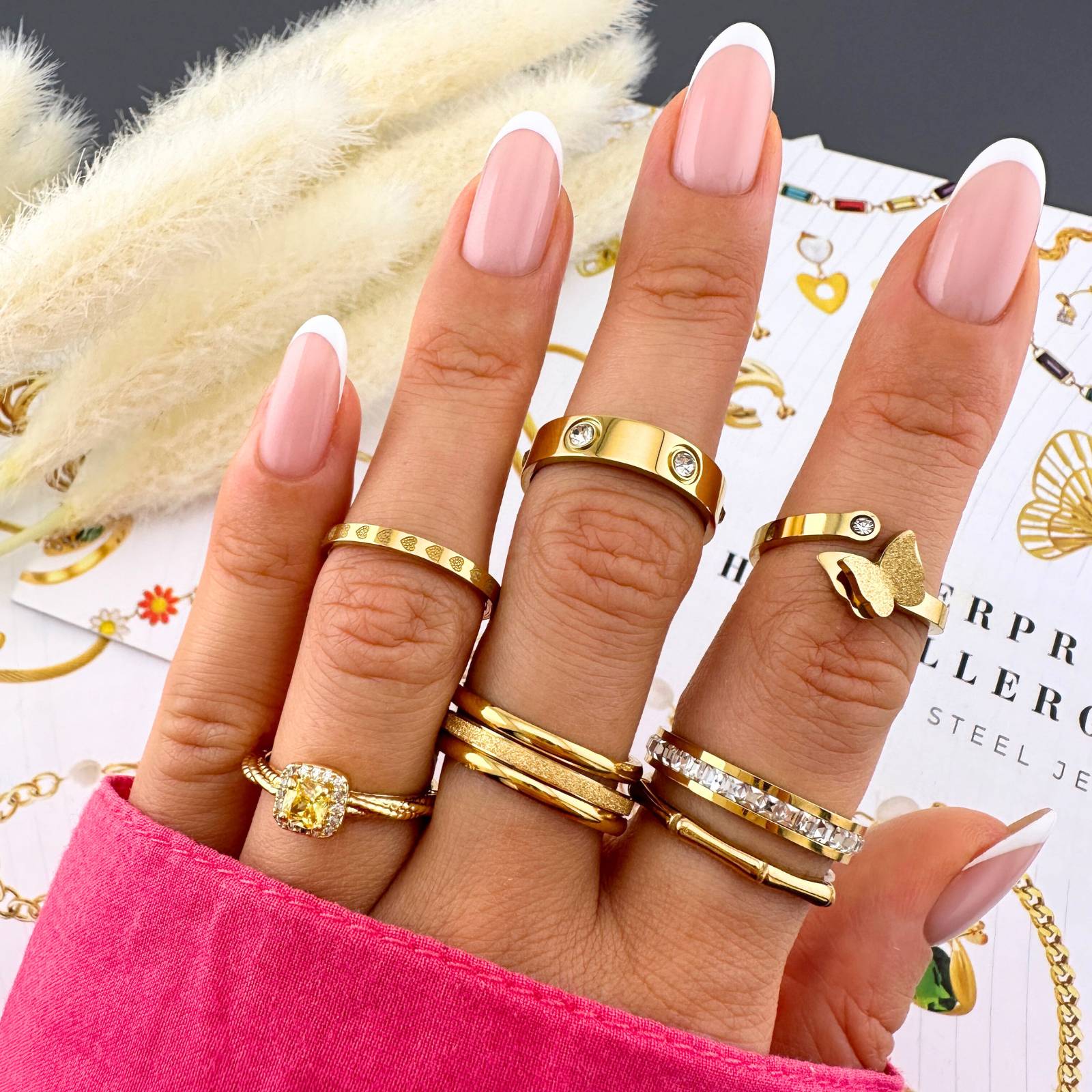 Papillon Glow Ring, 18K Gold Plated Steel