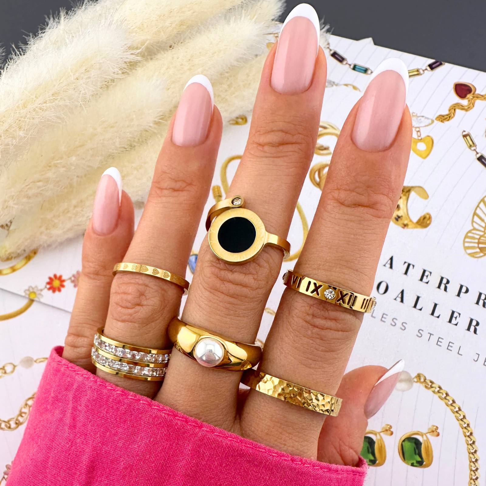 Golden Sequence Ring, 18K Gold Plated Steel