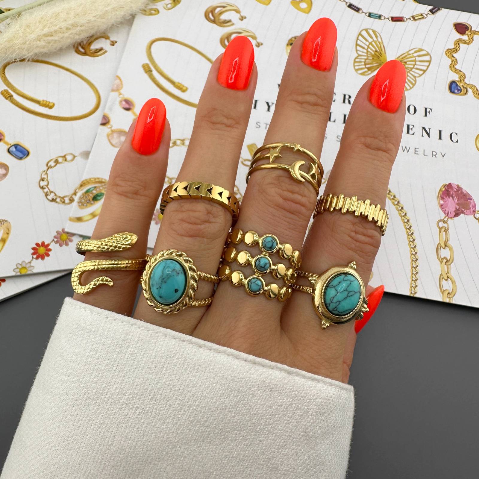 Imperial Leaf Ring, 18K Gold Plated Steel