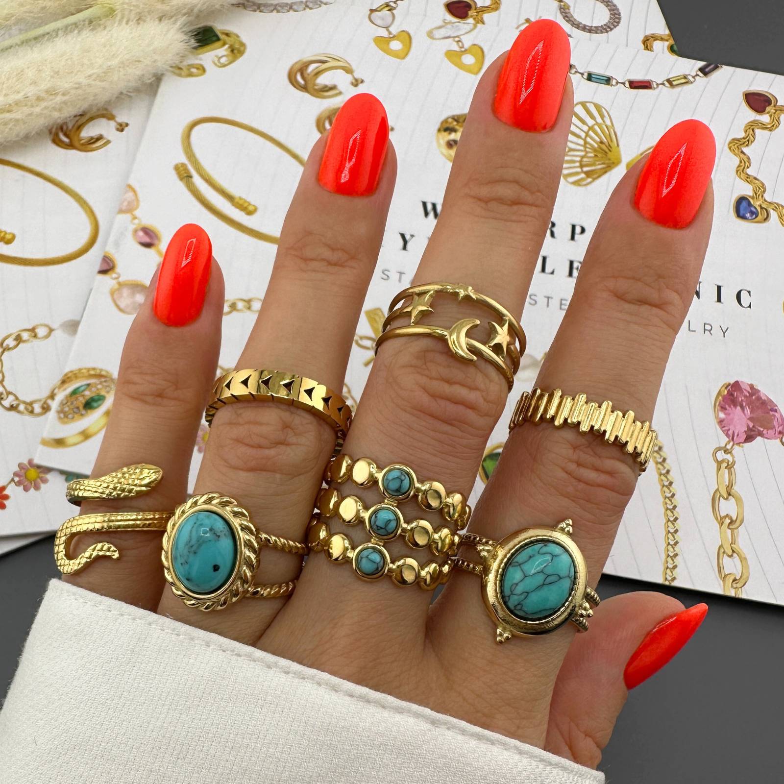 Imperial Leaf Ring, 18K Gold Plated Steel