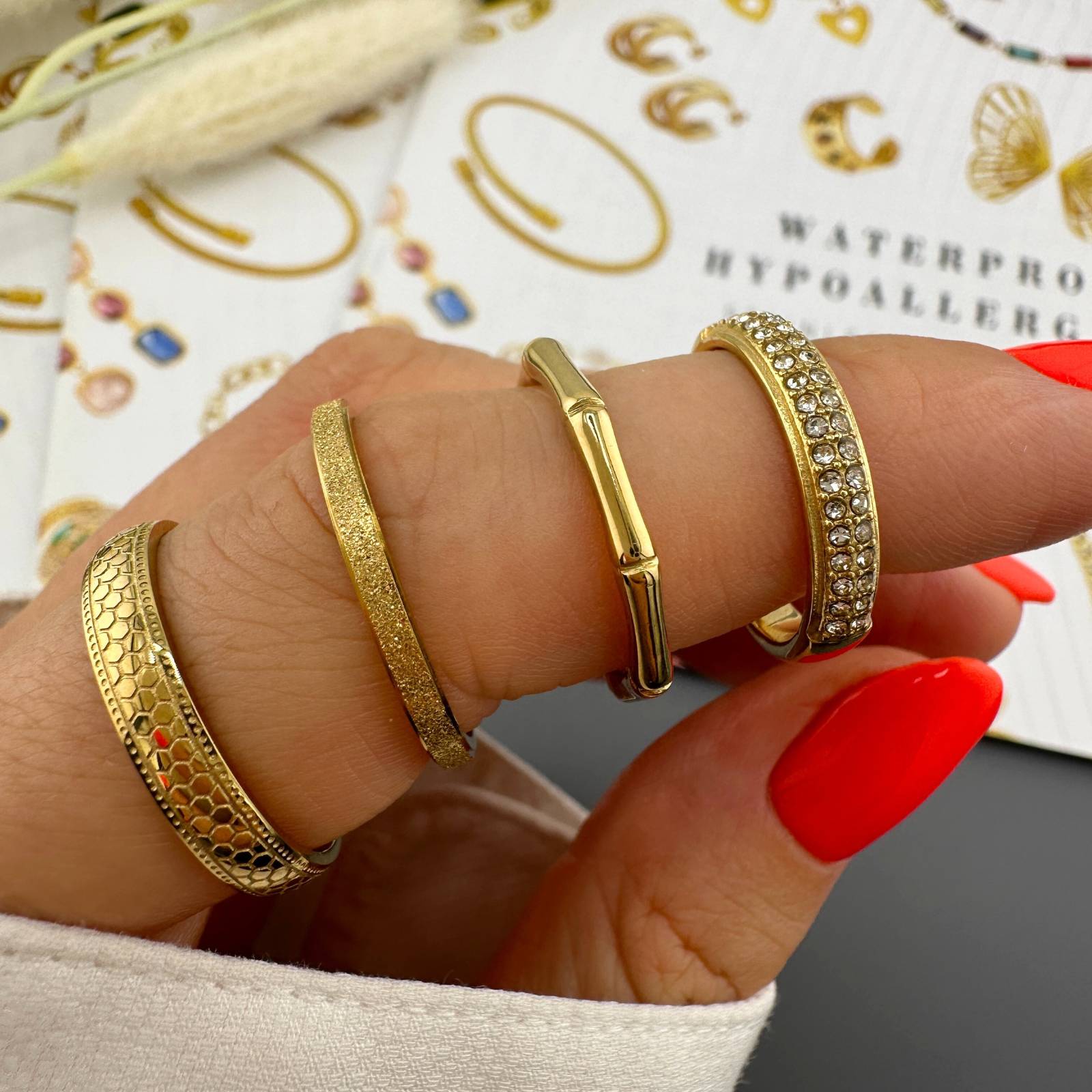 Honey Gold Ring, 18K Gold Plated Steel
