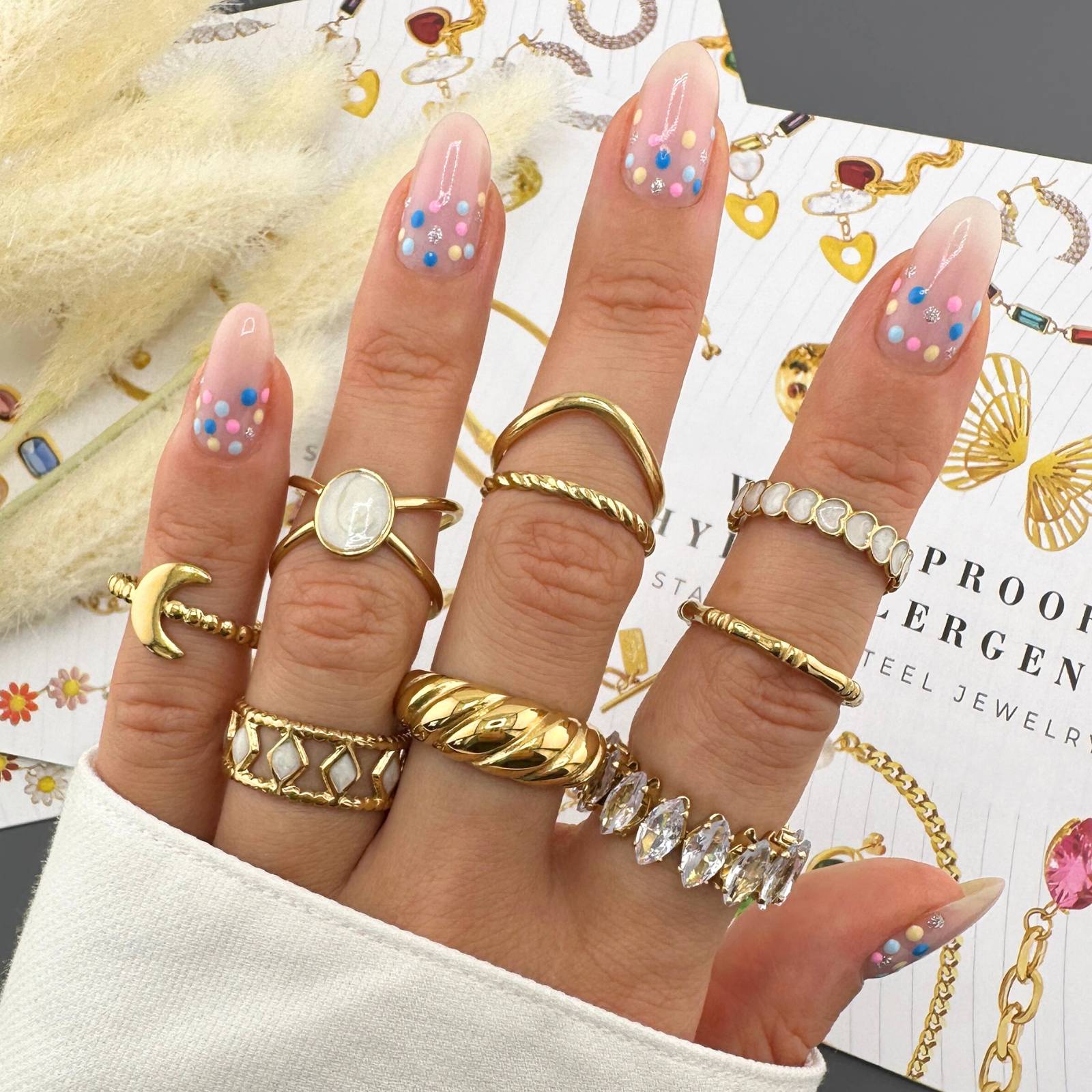Gleam and Glide Ring, 18K Gold Plated Steel
