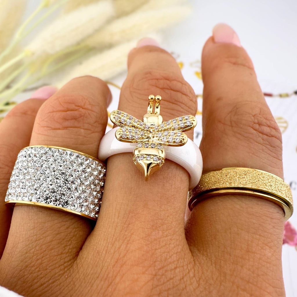 Day Wings Ring, 18K Gold Plated Steel