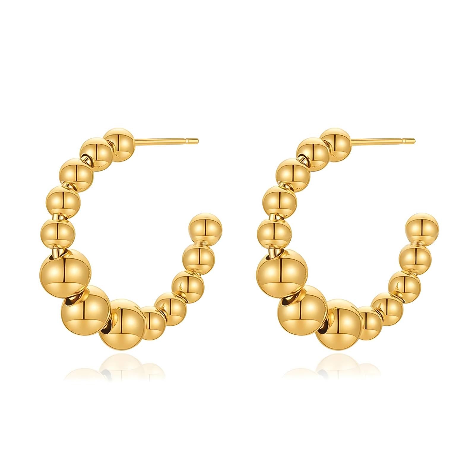 Gold Bubbles Earrings, 18K Gold Plated Steel